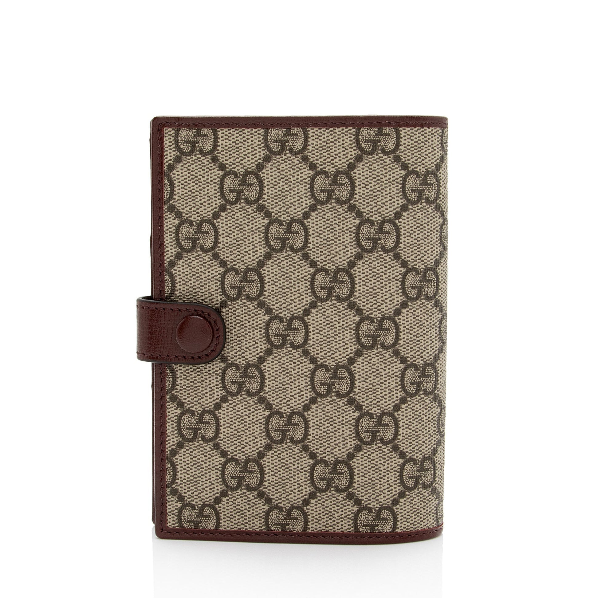 Gucci GG Supreme Interlocking G Passport Leather Canvas Beige Red Travel Bag