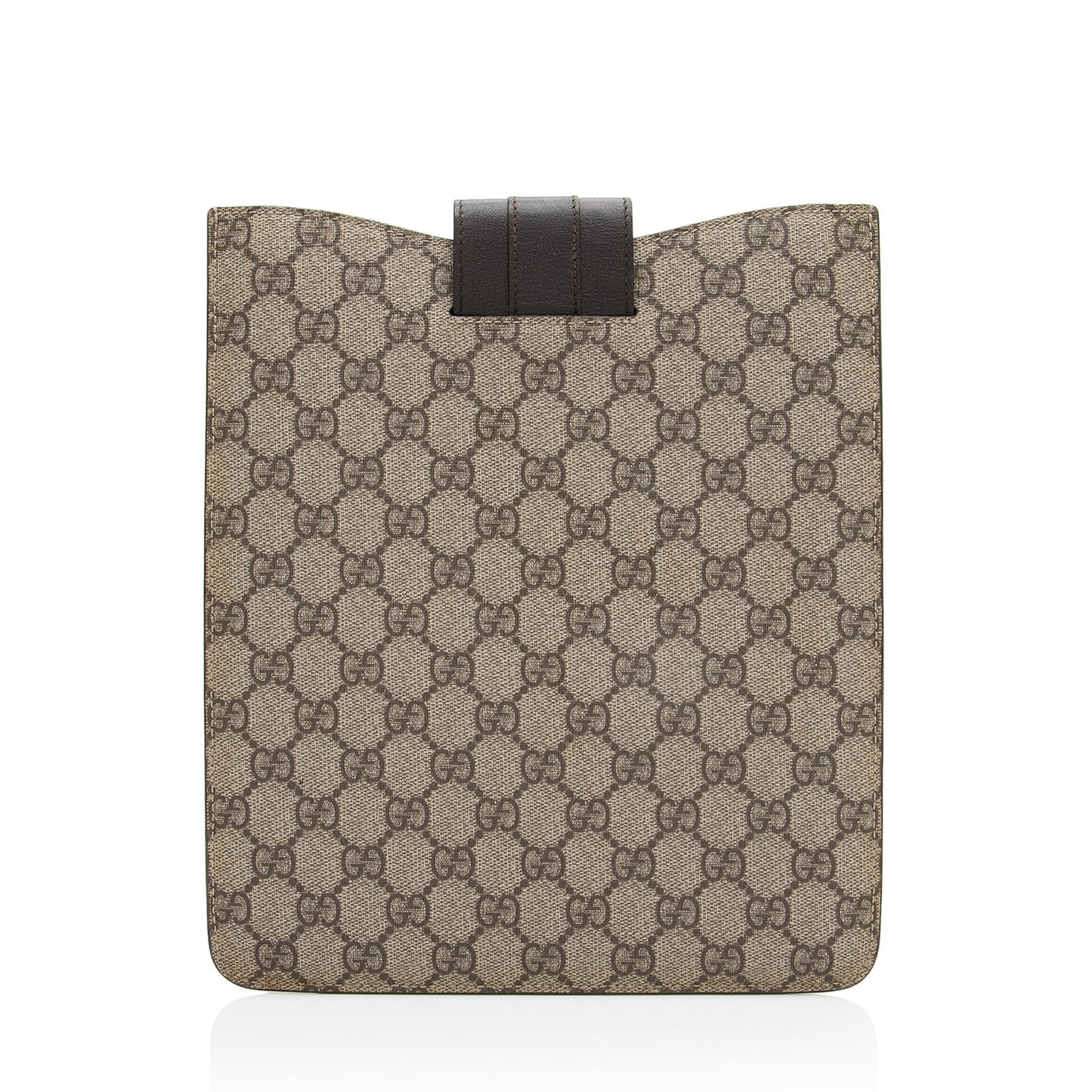 Gucci GG Supreme iPad Case SHF Leather Canvas Brown Beige Handbag