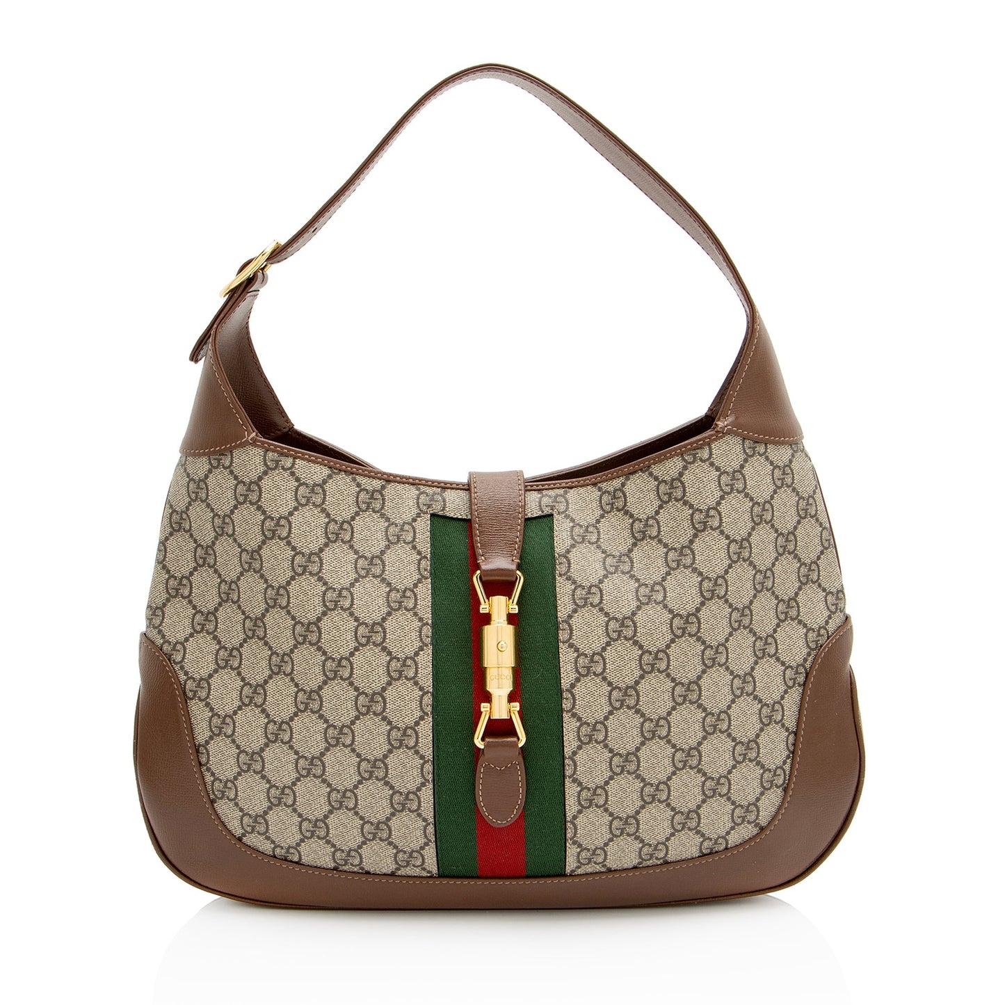 Gucci GG Supreme Jackie SHF-YrD4dP Leather Canvas Nylon Brown Shoulder Bag