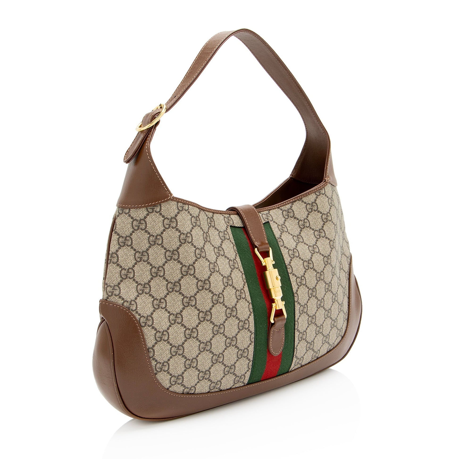 Gucci GG Supreme Jackie SHF-YrD4dP Leather Canvas Nylon Brown Shoulder Bag
