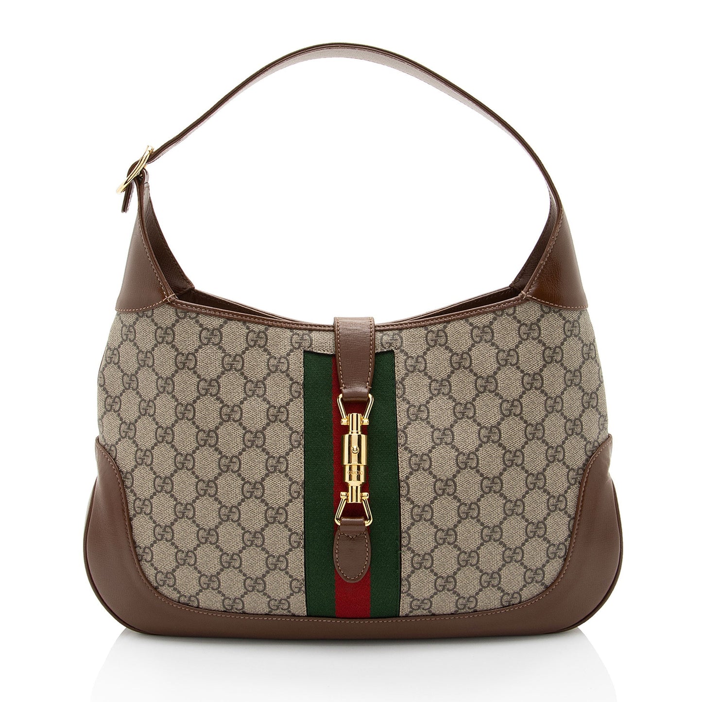 Gucci GG Supreme Jackie SHF-2WApCL Leather Canvas Brown Beige Crossbody Bag