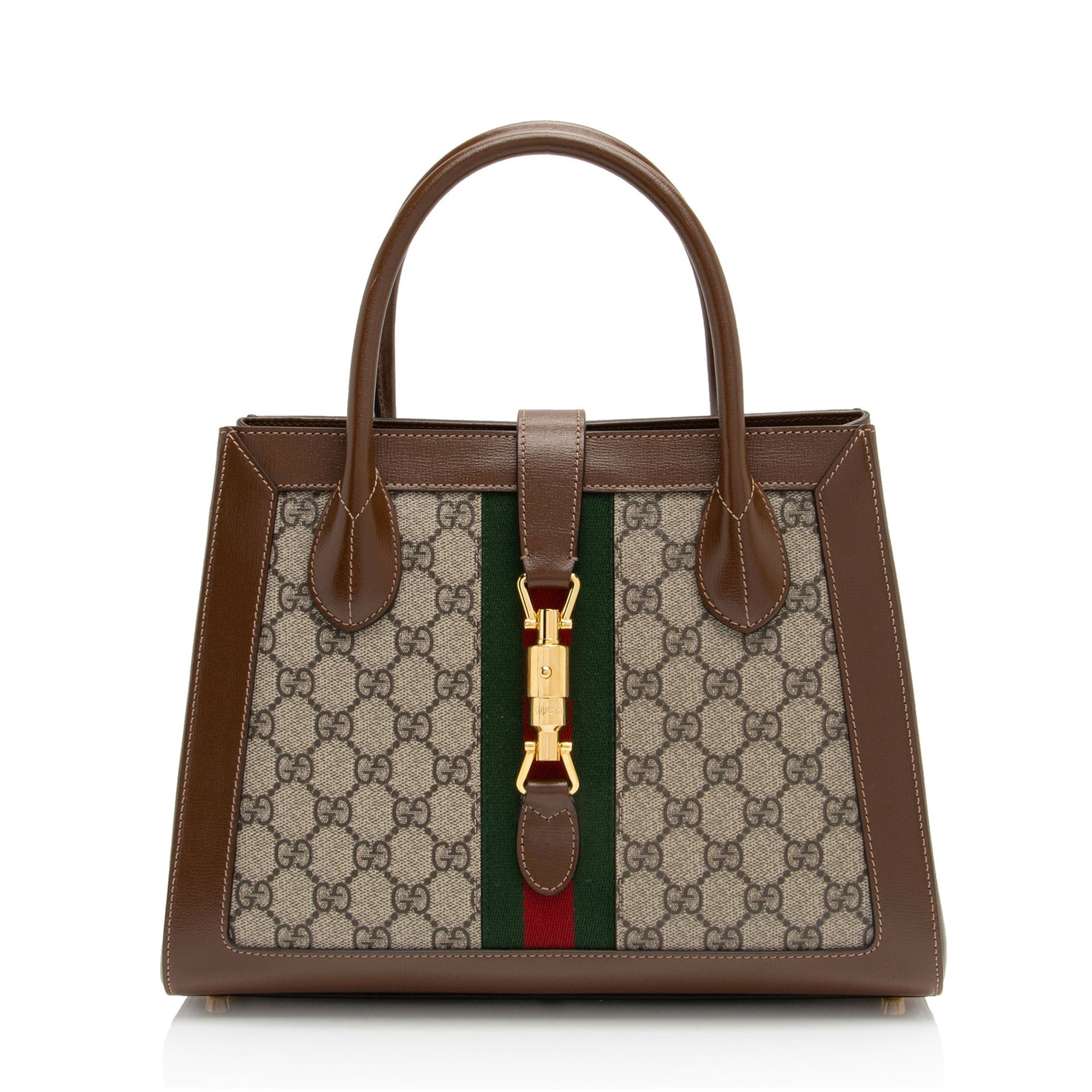 Gucci GG Supreme Jackie SHF-bDznVe Leather Canvas Nylon Brown Tote Bag