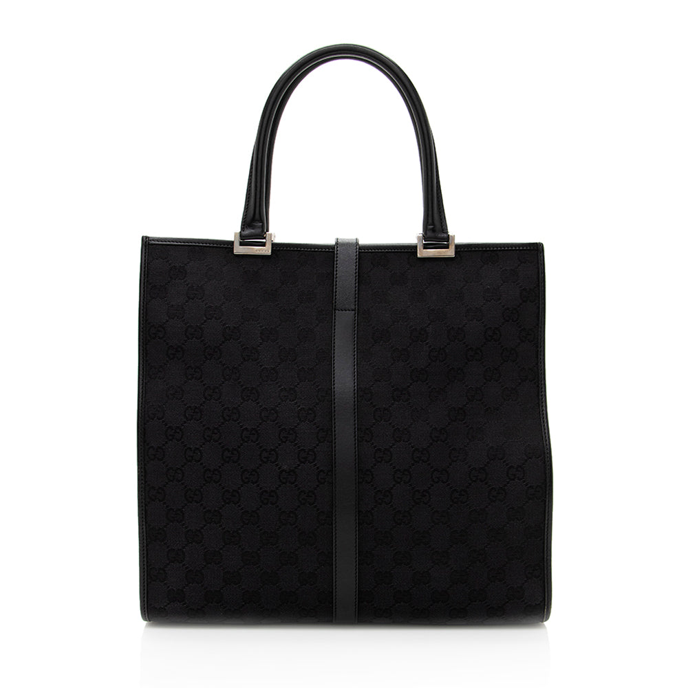 Gucci GG Supreme Bardot SHF Leather Canvas Black Tote Bag