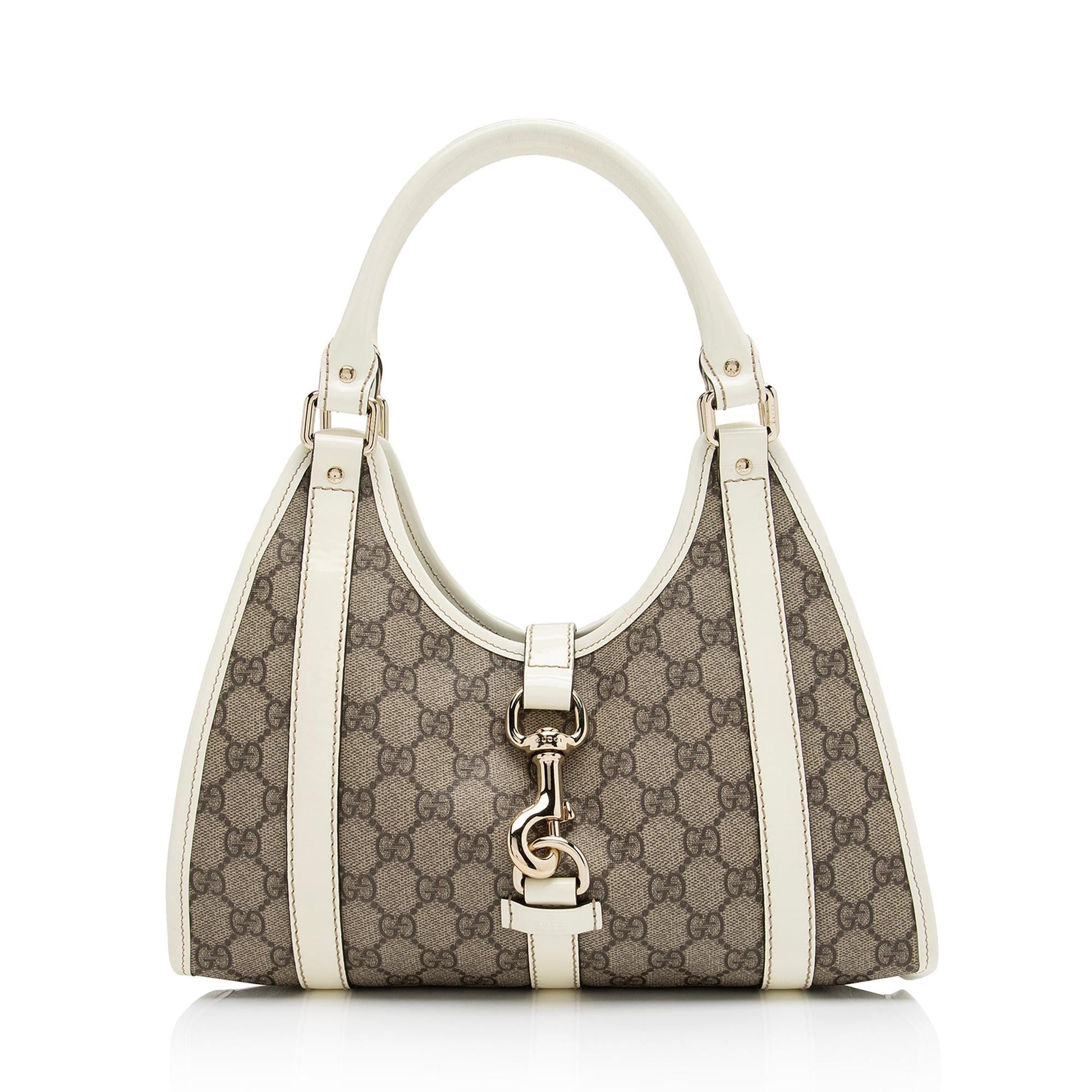 Gucci GG Supreme Joy Bardot SHF-wBWBB2 Leather Canvas Patent White Shoulder Bag