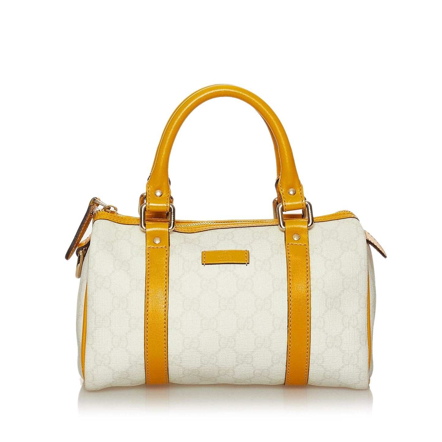 Gucci GG Supreme Joy Boston SHG Canvas White Brown Satchel Bag
