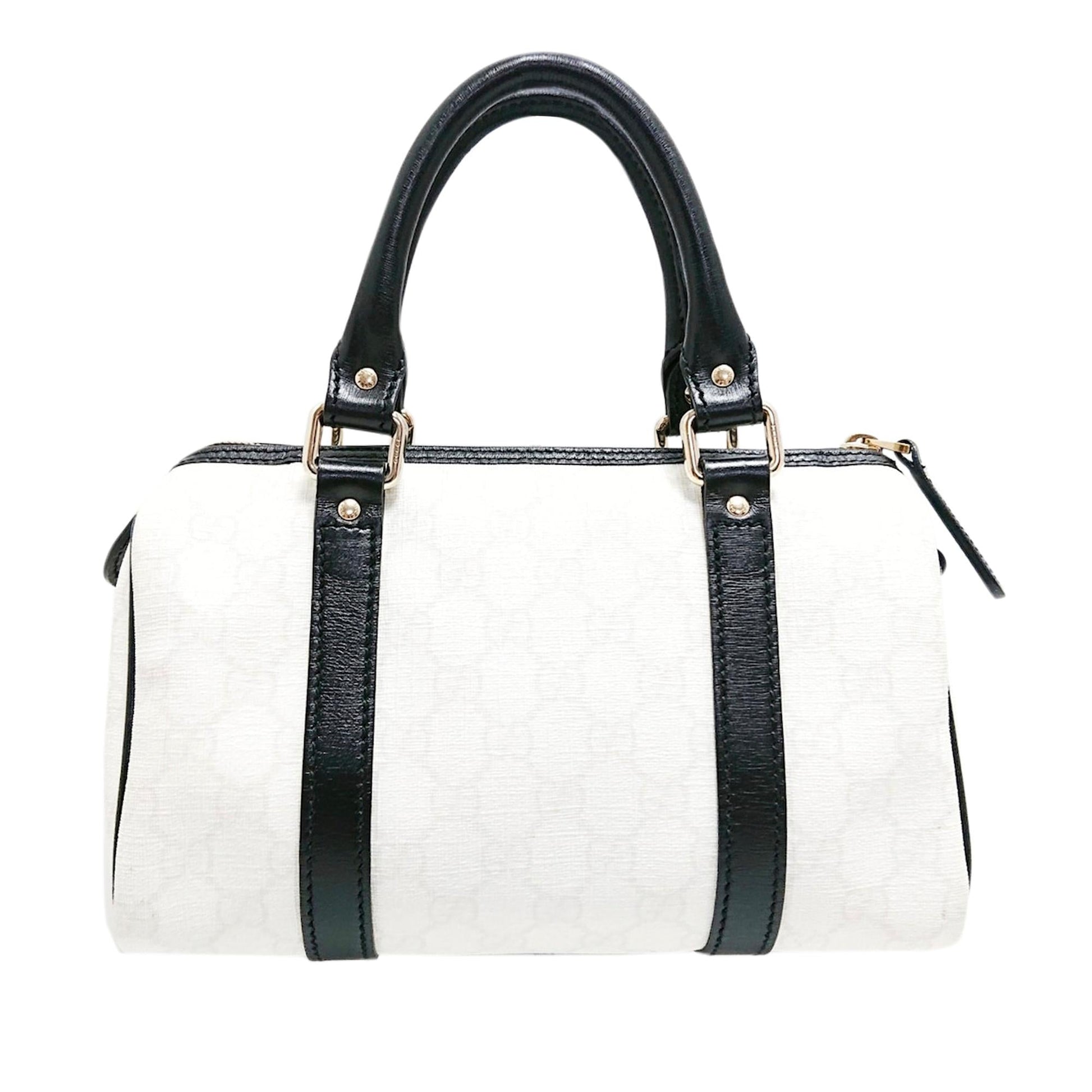 Gucci GG Supreme Joy Boston SHG Canvas Black White Satchel Bag Bag Shg