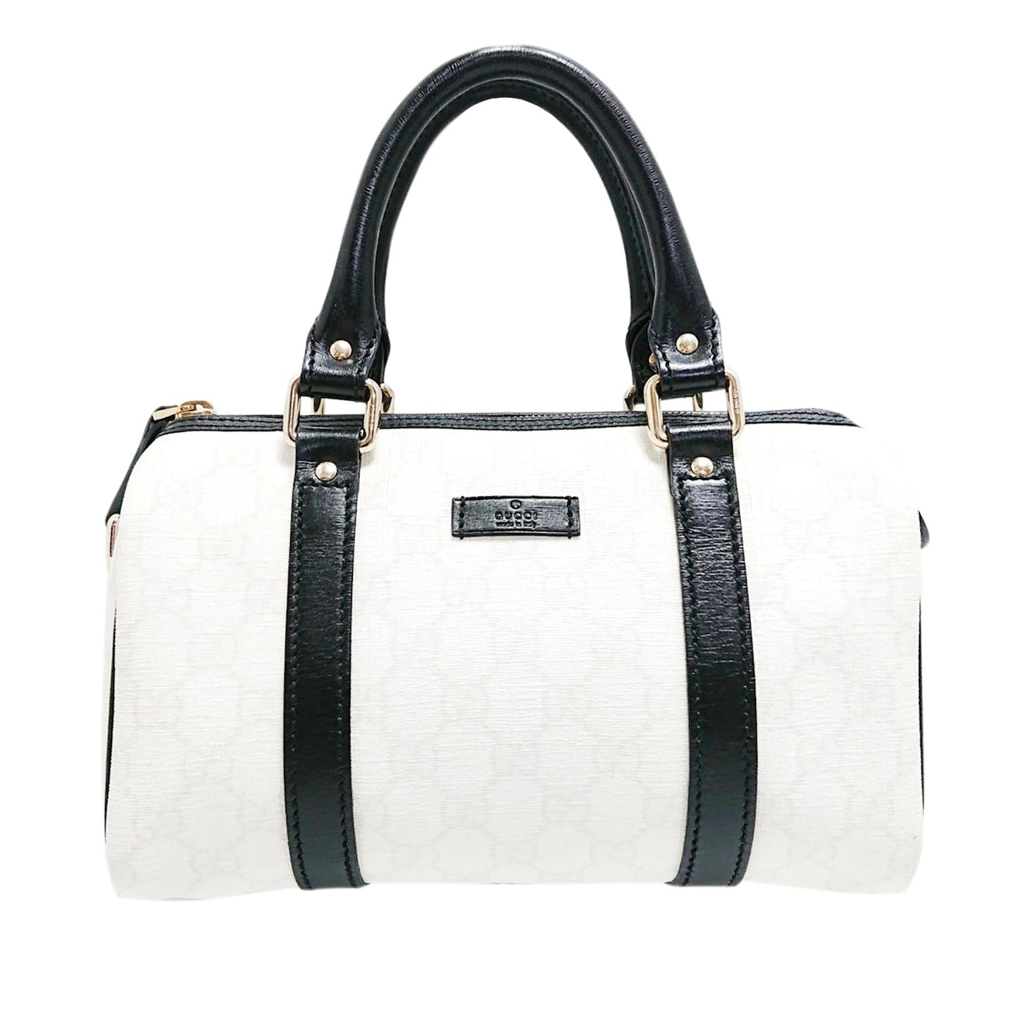 Gucci GG Supreme Joy Boston SHG Canvas Black White Satchel Bag Bag Shg