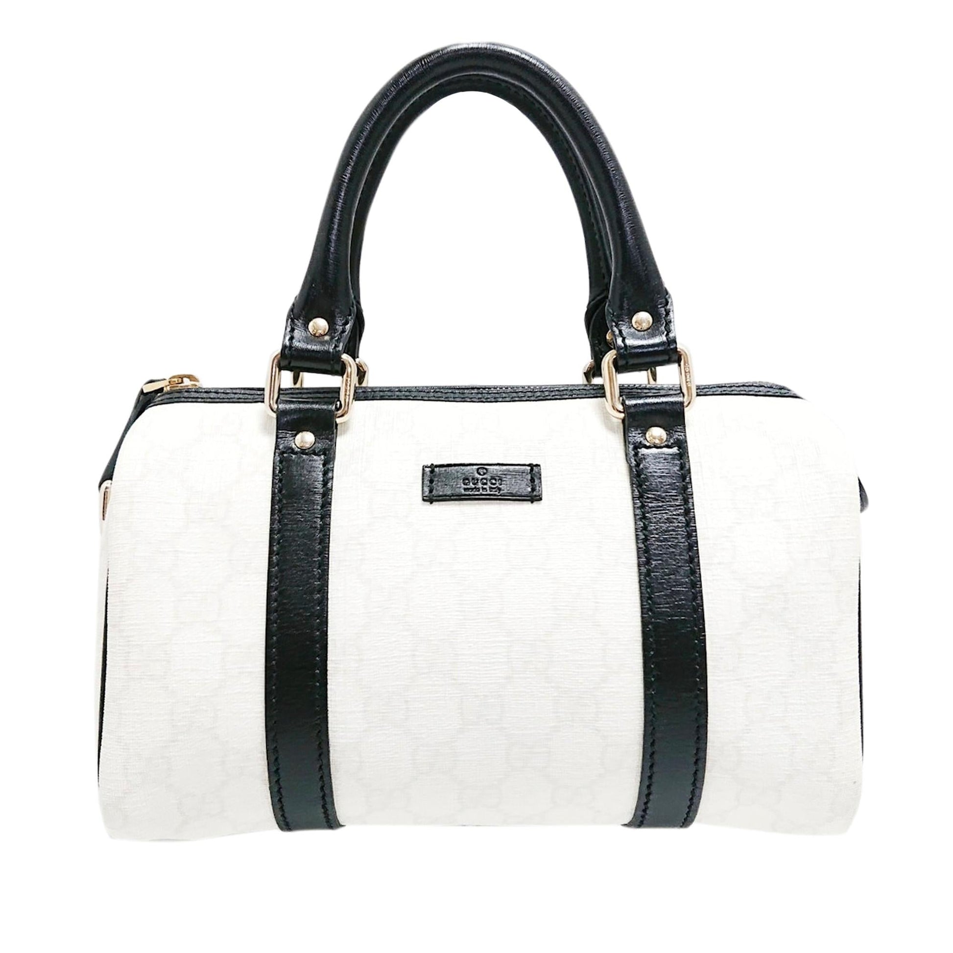 Gucci GG Supreme Joy Boston SHG Canvas Black White Satchel Bag Bag Shg