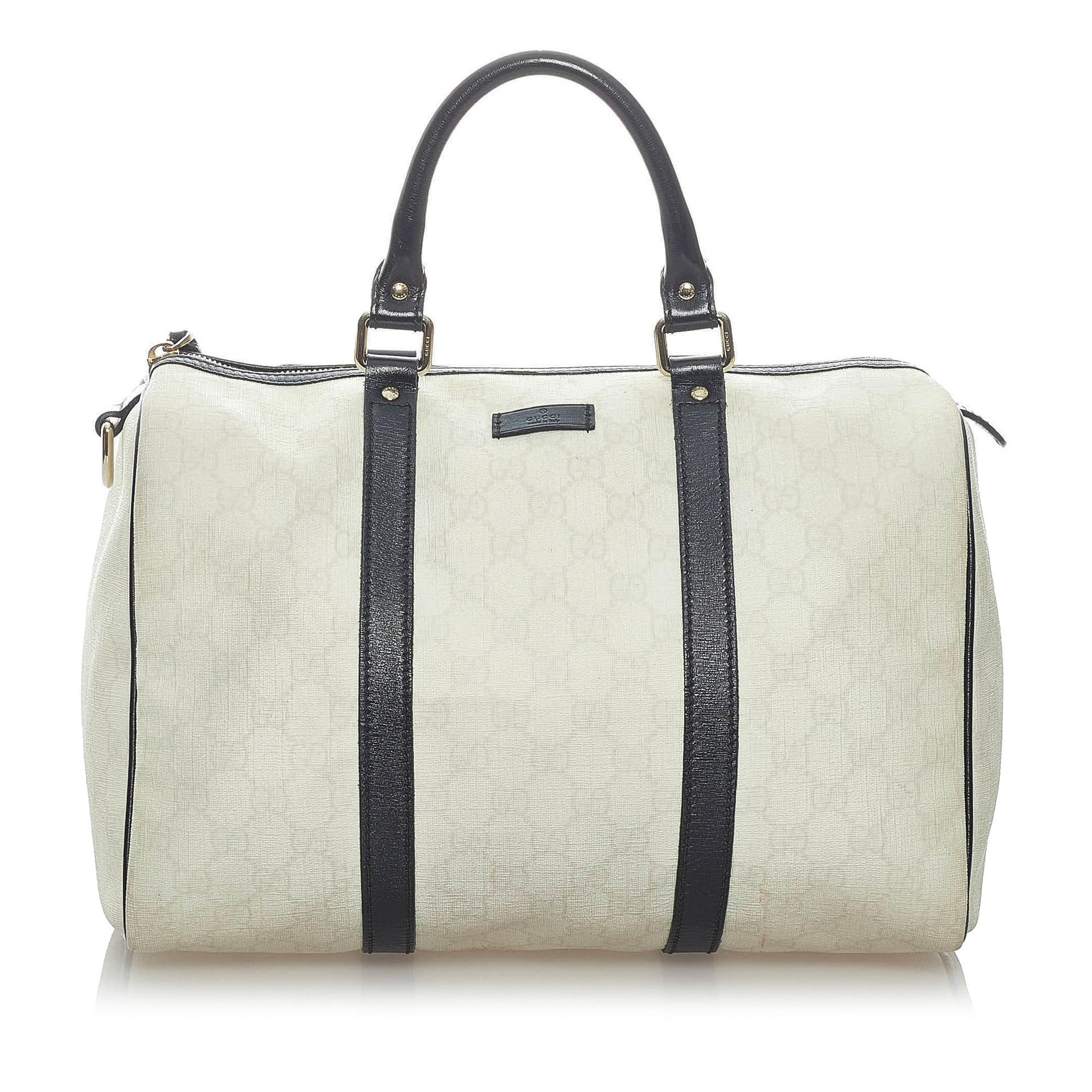 Gucci GG Supreme Joy Boston SHG Canvas Black White Satchel Bag