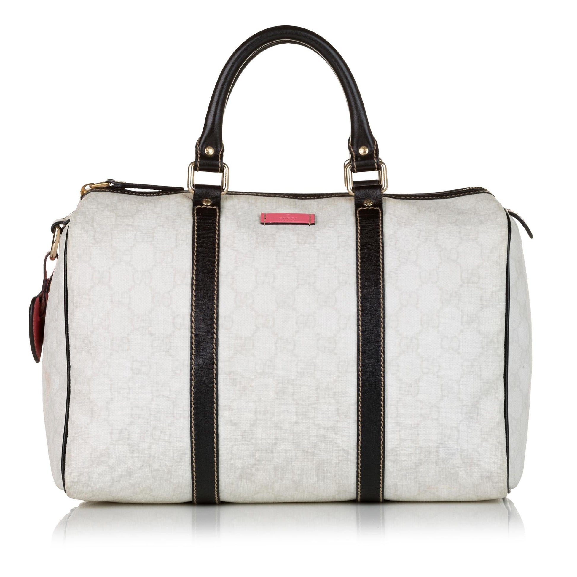 Gucci GG Supreme Joy Boston SHG Canvas Calf Black White Satchel Bag