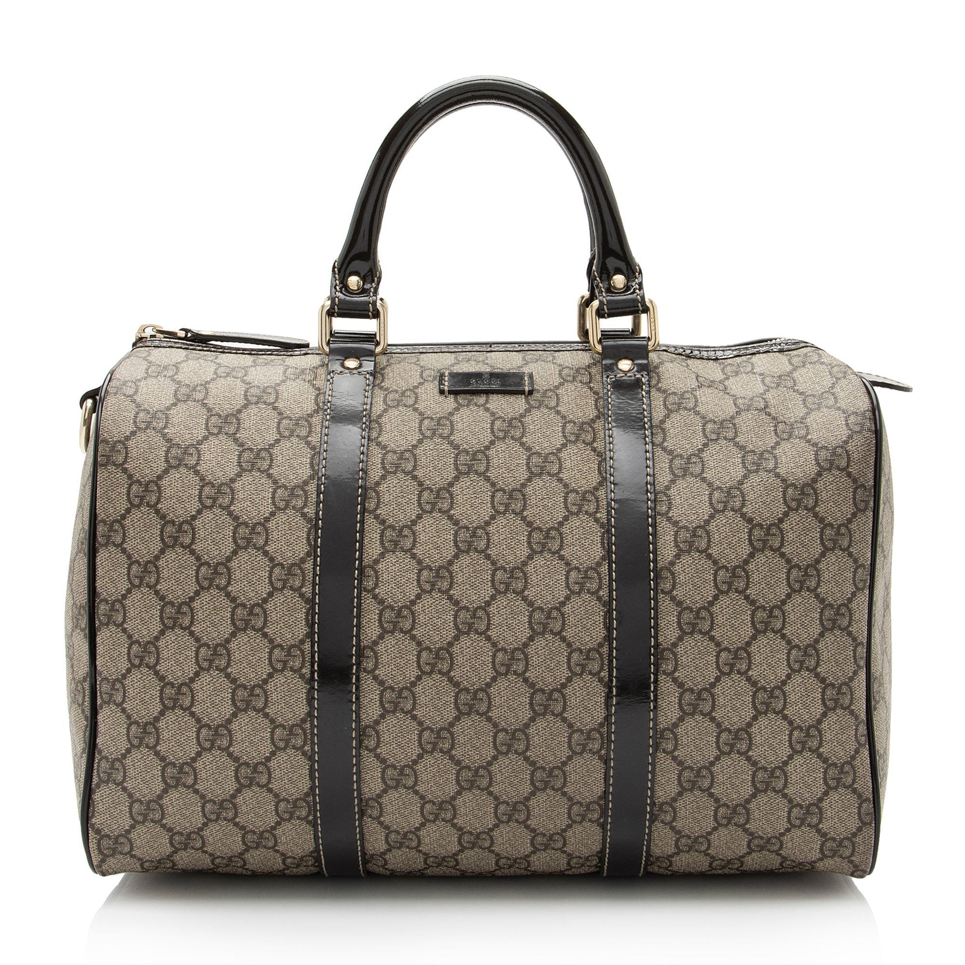 Gucci GG Supreme Joy Boston SHF-AS5z94 Leather Canvas Patent Brown Satchel Bag