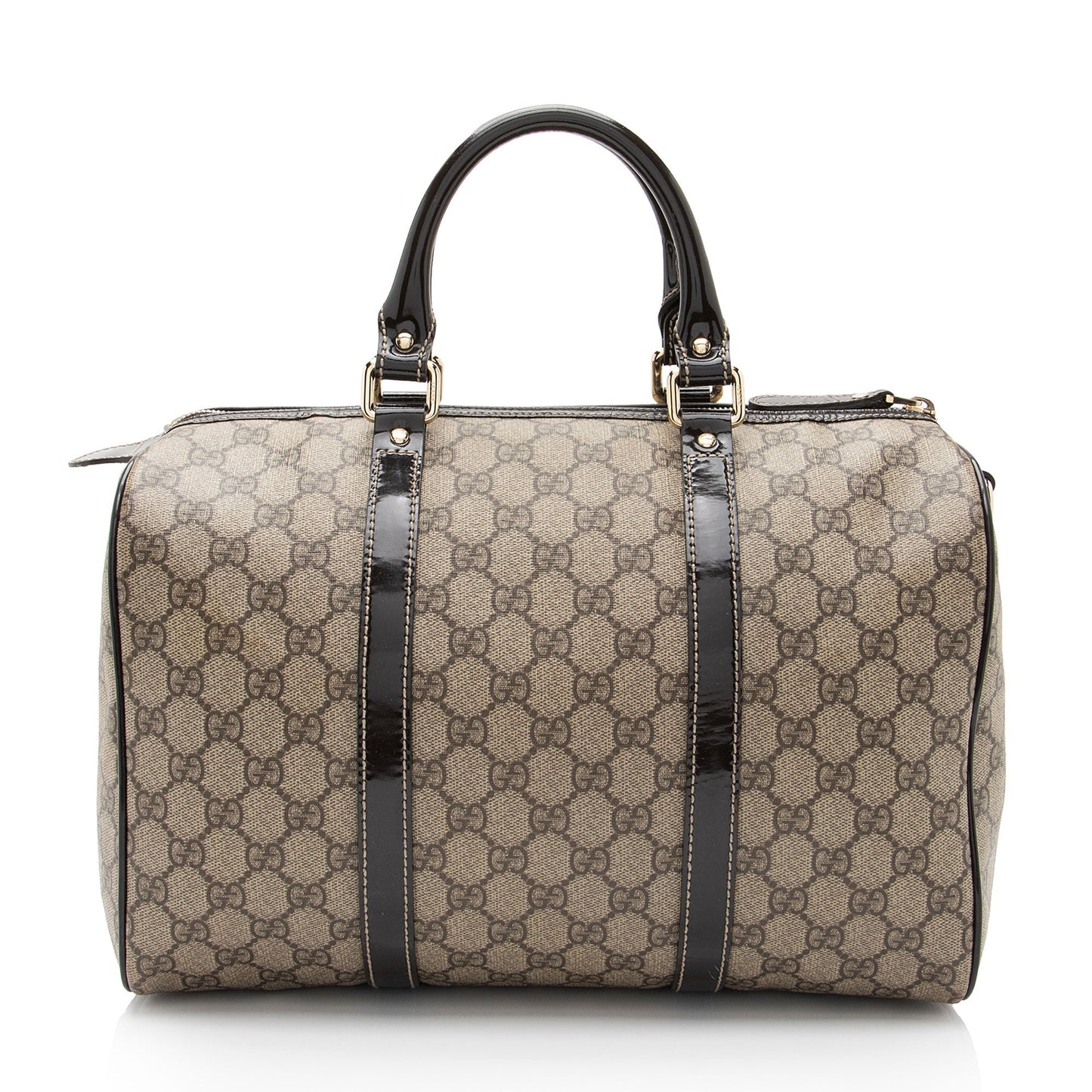Gucci GG Supreme Joy Boston SHF-STef8B Leather Canvas Patent Brown Satchel Bag