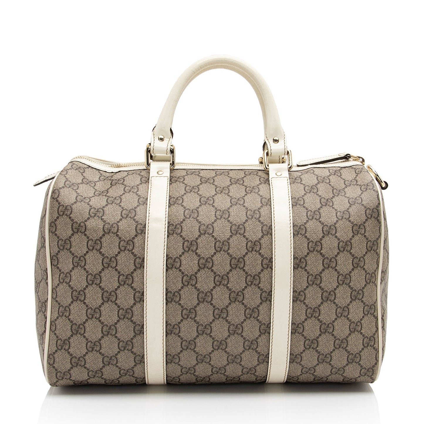 Gucci GG Supreme Joy Boston SHF-4jQ6xr Leather Canvas Patent White Satchel Bag