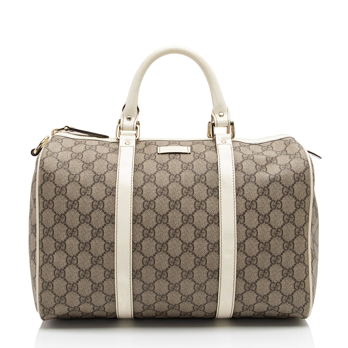 Gucci GG Supreme Joy Boston SHF-4jQ6xr Leather Canvas Patent White Satchel Bag
