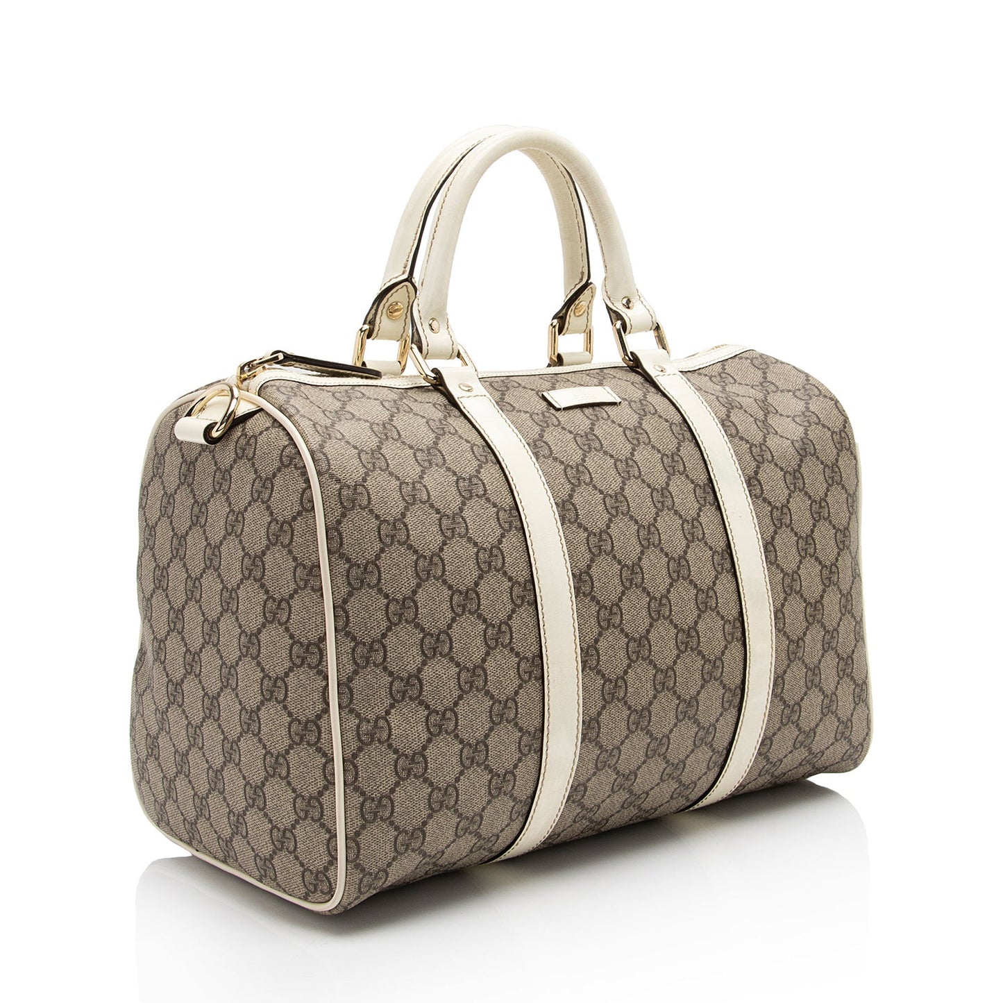 Gucci GG Supreme Joy Boston SHF-4jQ6xr Leather Canvas Patent White Satchel Bag