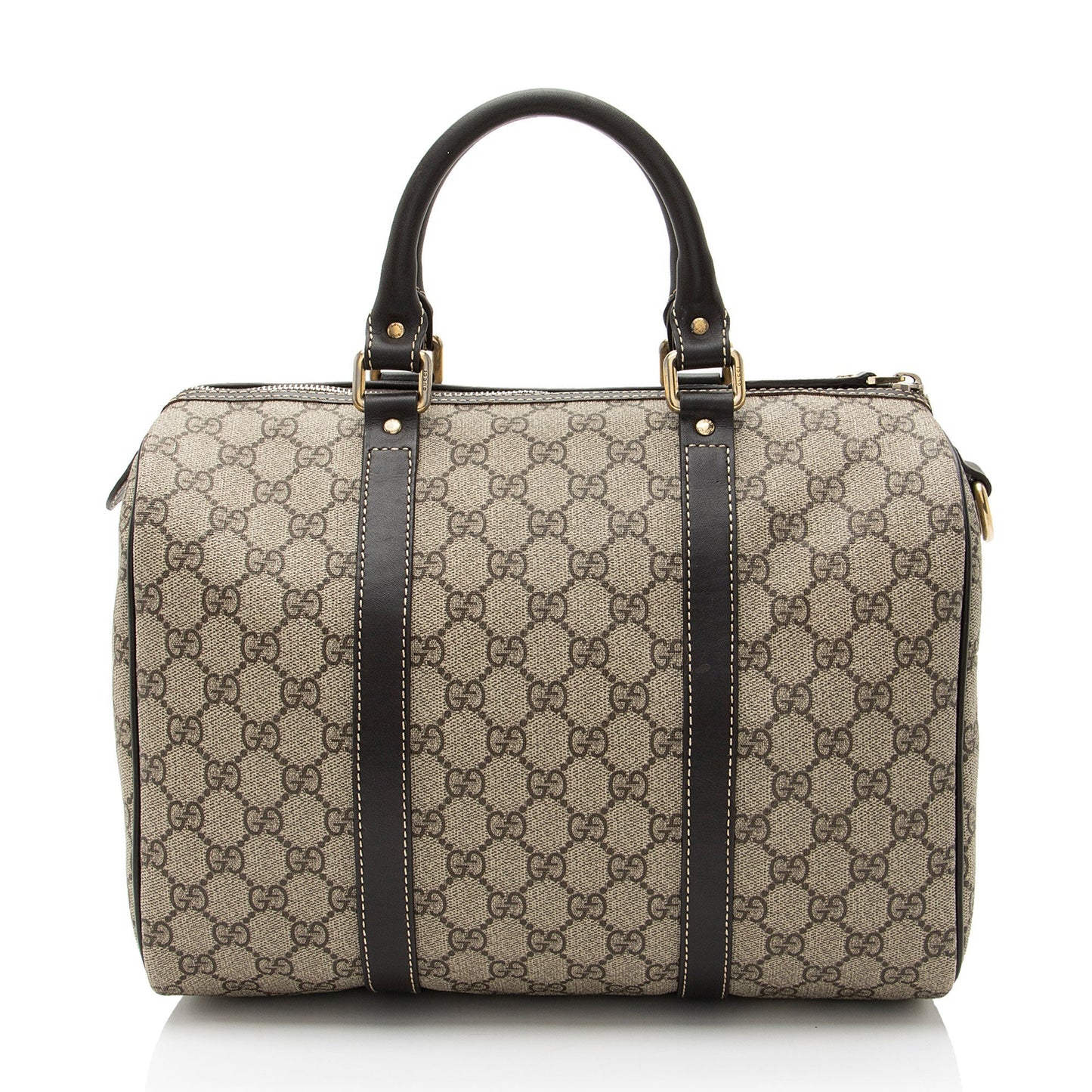 Gucci GG Supreme Joy Boston Leather Canvas Brown Beige Satchel Bag