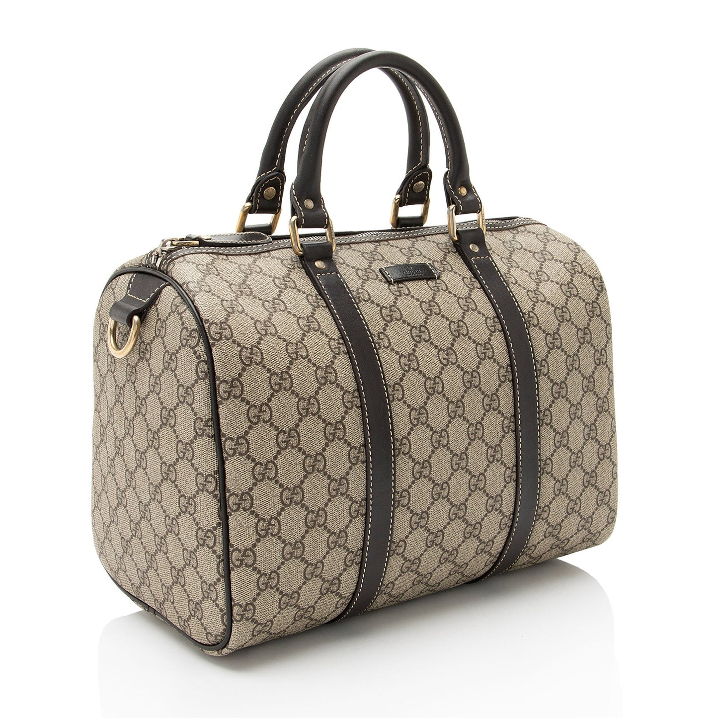 Gucci GG Supreme Joy Boston Leather Canvas Brown Beige Satchel Bag