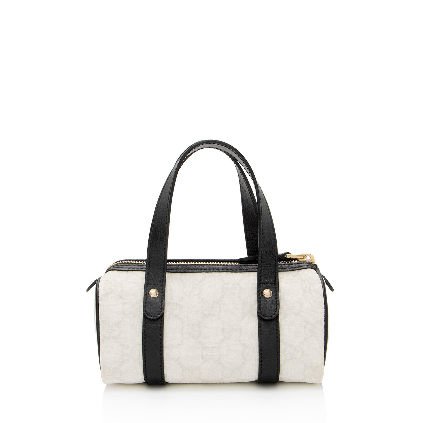 Gucci GG Supreme Joy Boston Leather Canvas Black White Satchel Bag