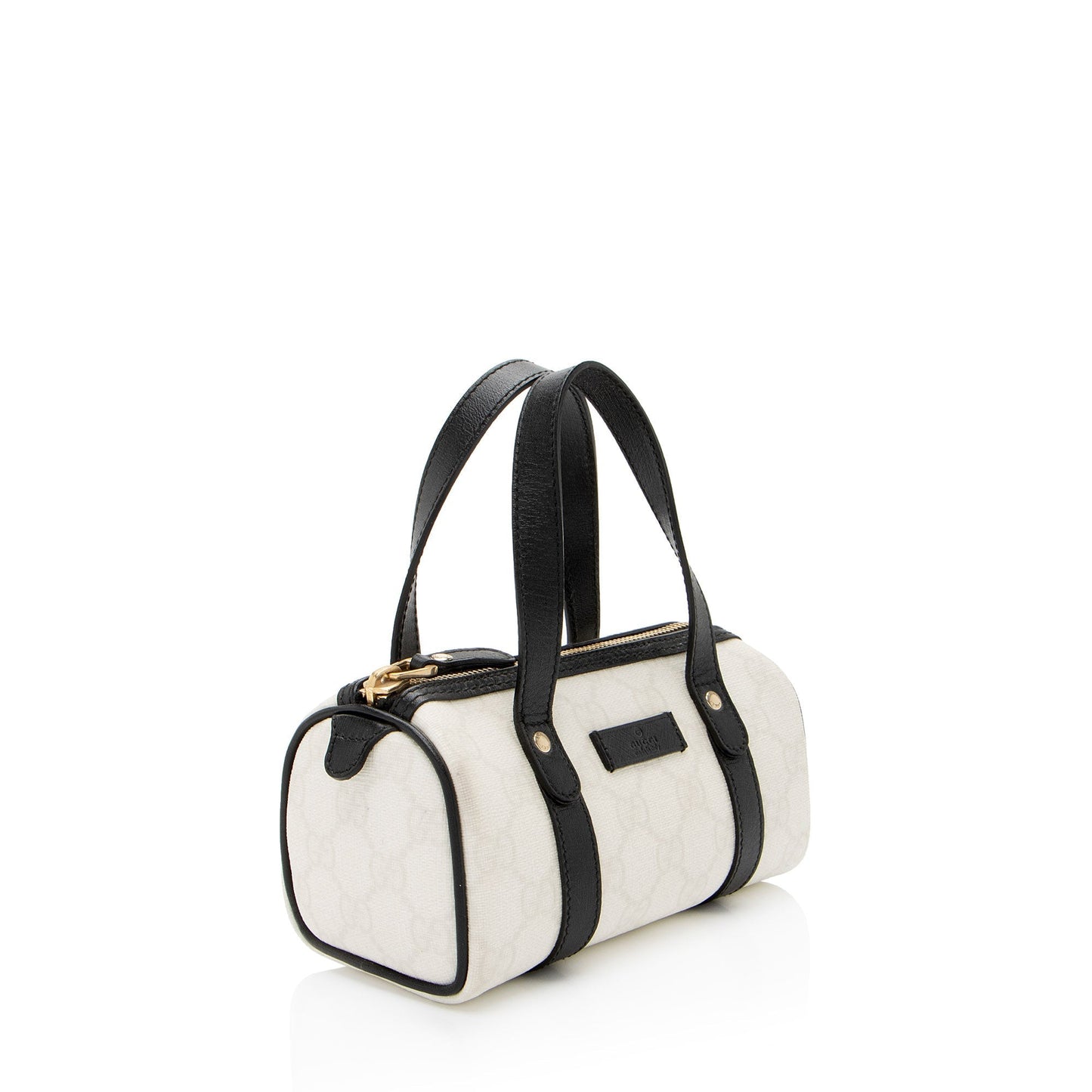 Gucci GG Supreme Joy Boston Leather Canvas Black White Satchel Bag