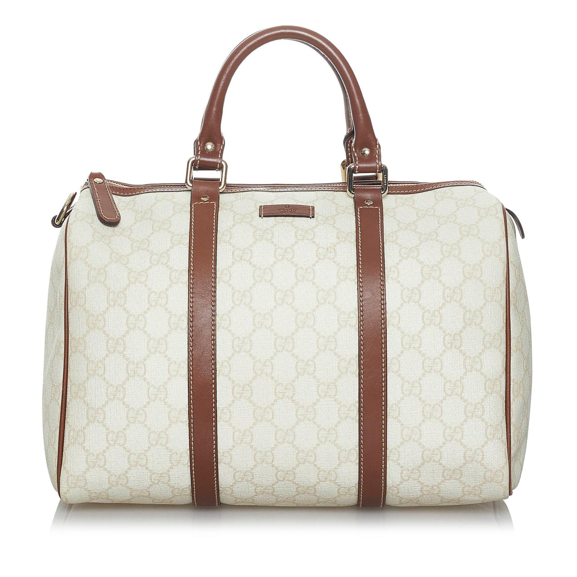 Gucci GG Supreme Joy Boston SHG Canvas White Satchel Bag