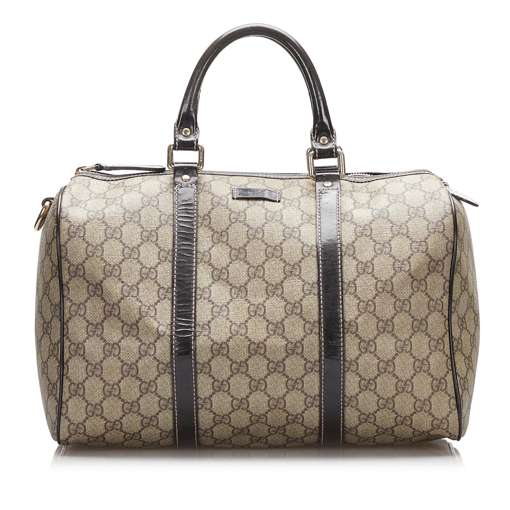Gucci GG Supreme Joy Boston SHG-IEK9t2 Canvas Calf Brown Satchel Bag