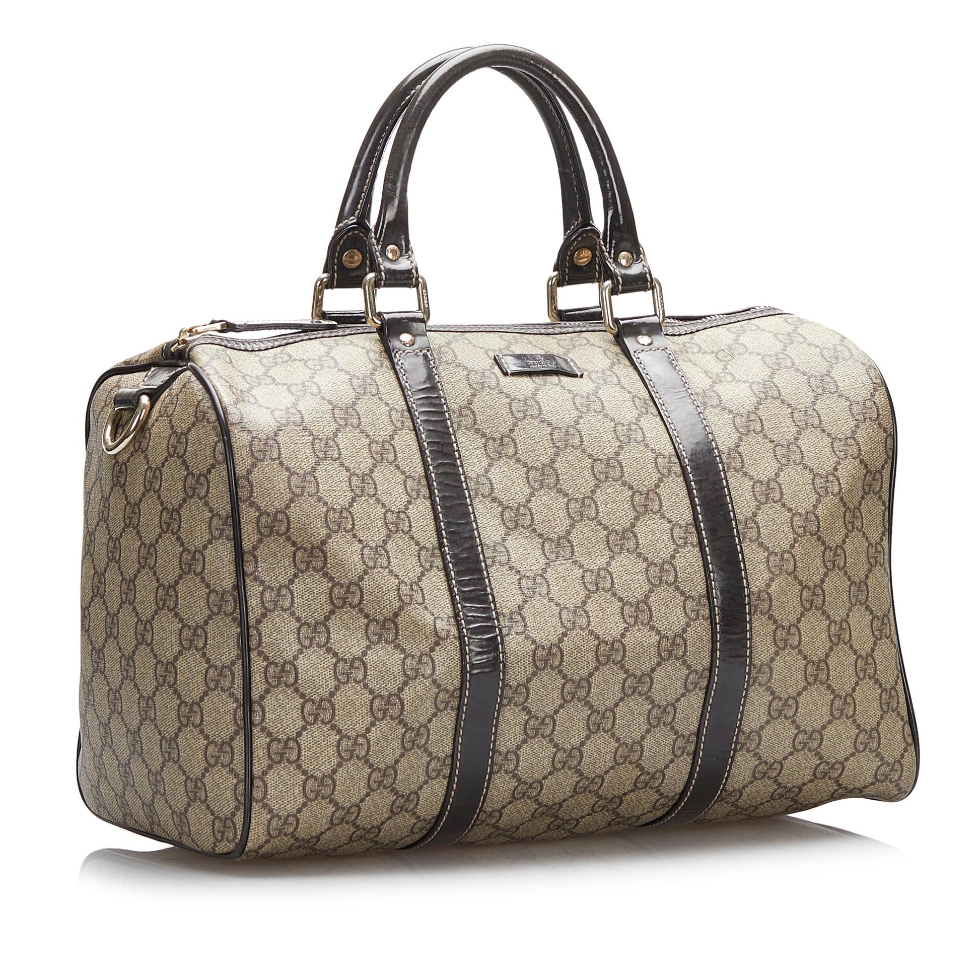 Gucci GG Supreme Joy Boston SHG-IEK9t2 Canvas Calf Brown Satchel Bag