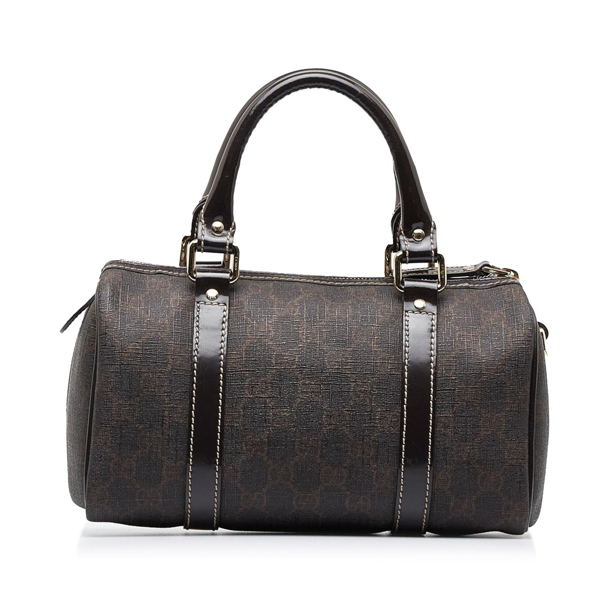 Gucci GG Supreme Joy Boston SHG-MZxs2V Canvas Calf Brown Satchel Bag