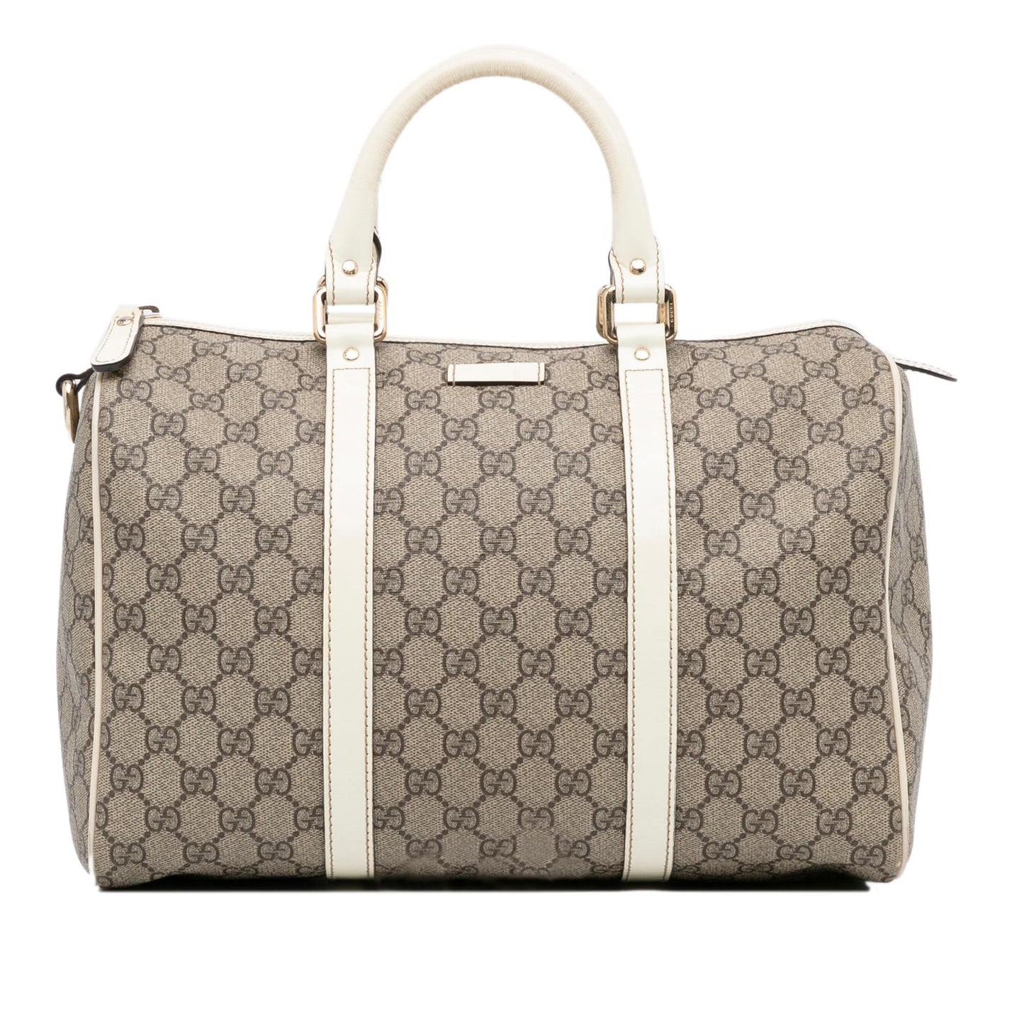 Gucci GG Supreme Joy Boston SHG-fZoWr0 Canvas Calf White Brown Satchel Bag