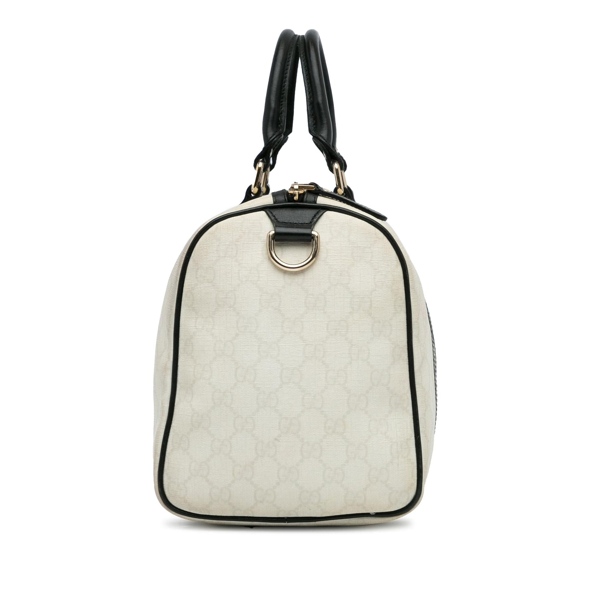 Gucci GG Supreme Joy Boston SHG-ZYhm7U Canvas Calf Black White Satchel Bag