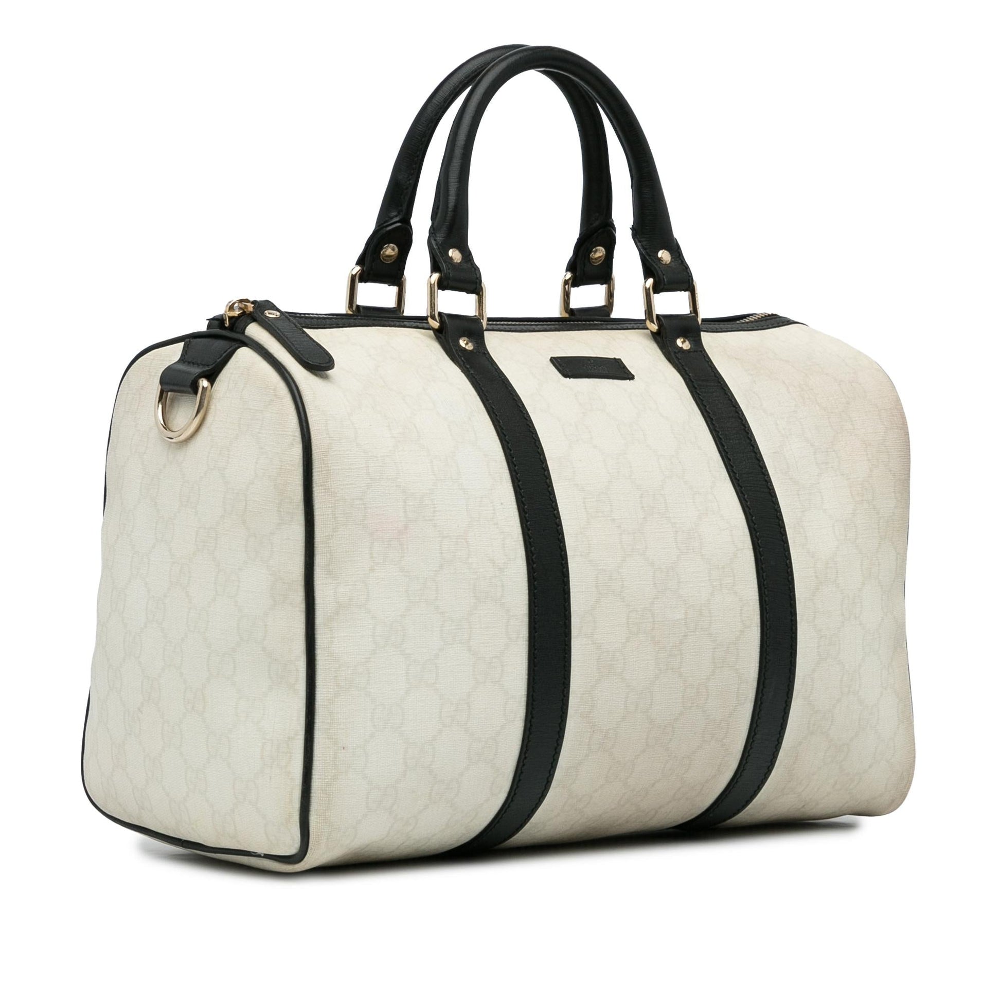 Gucci GG Supreme Joy Boston SHG-ZYhm7U Canvas Calf Black White Satchel Bag
