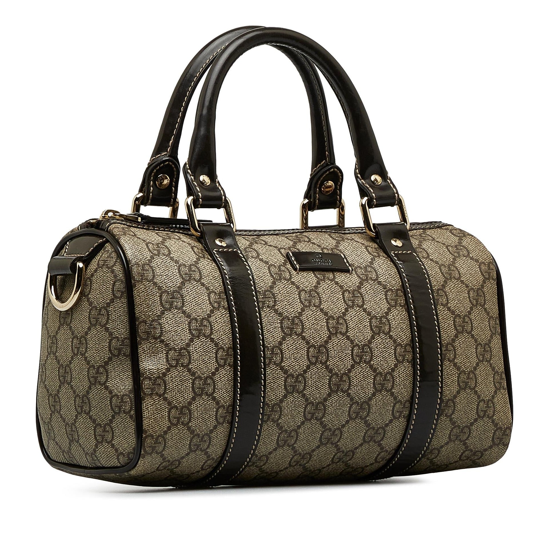 Gucci GG Supreme Joy Boston SHG-jwcpdR Canvas Calf Brown Satchel Bag