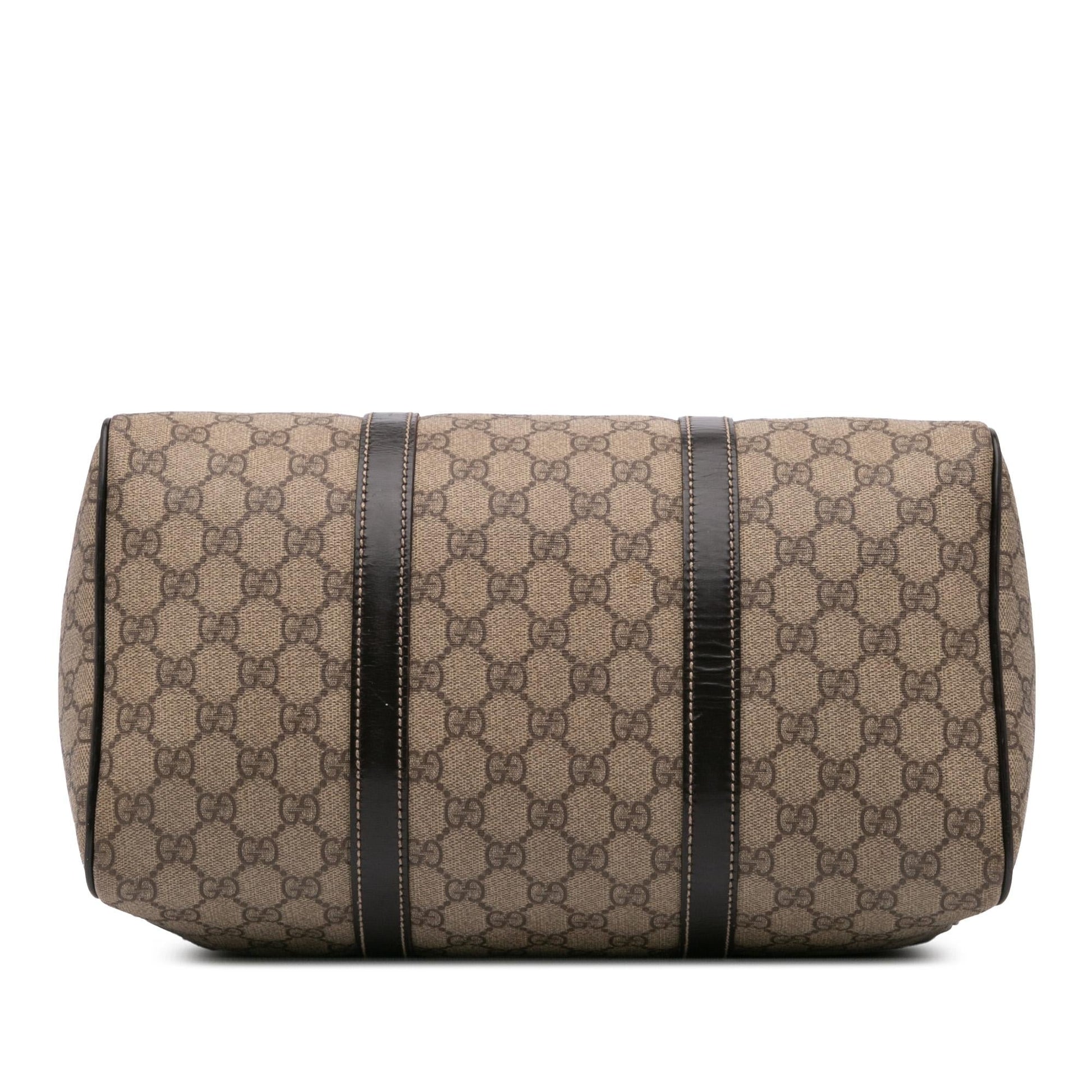 Gucci GG Supreme Joy Boston Canvas Calf Brown Satchel Bag