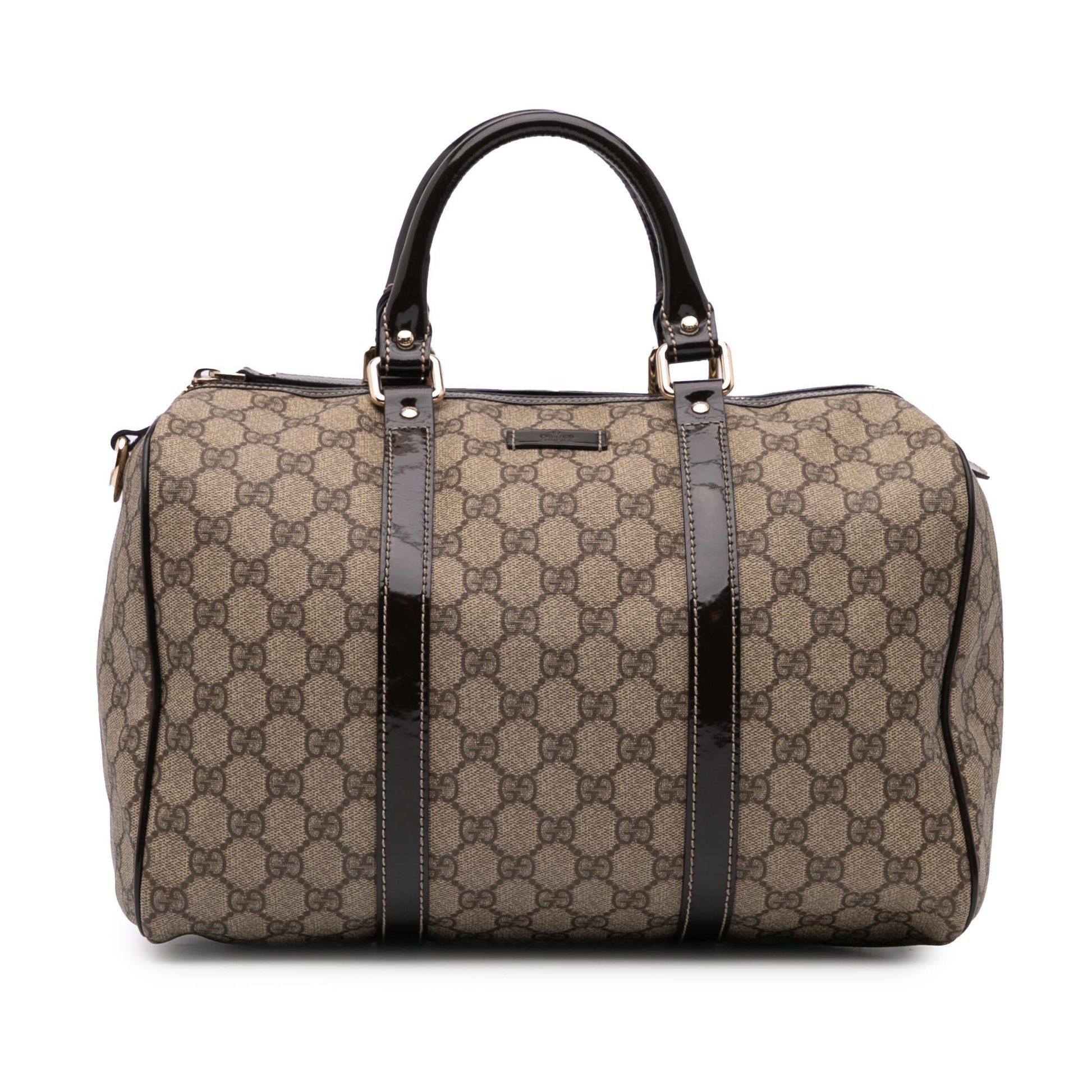 Gucci GG Supreme Joy Boston Canvas Calf Brown Satchel Bag Boston 1