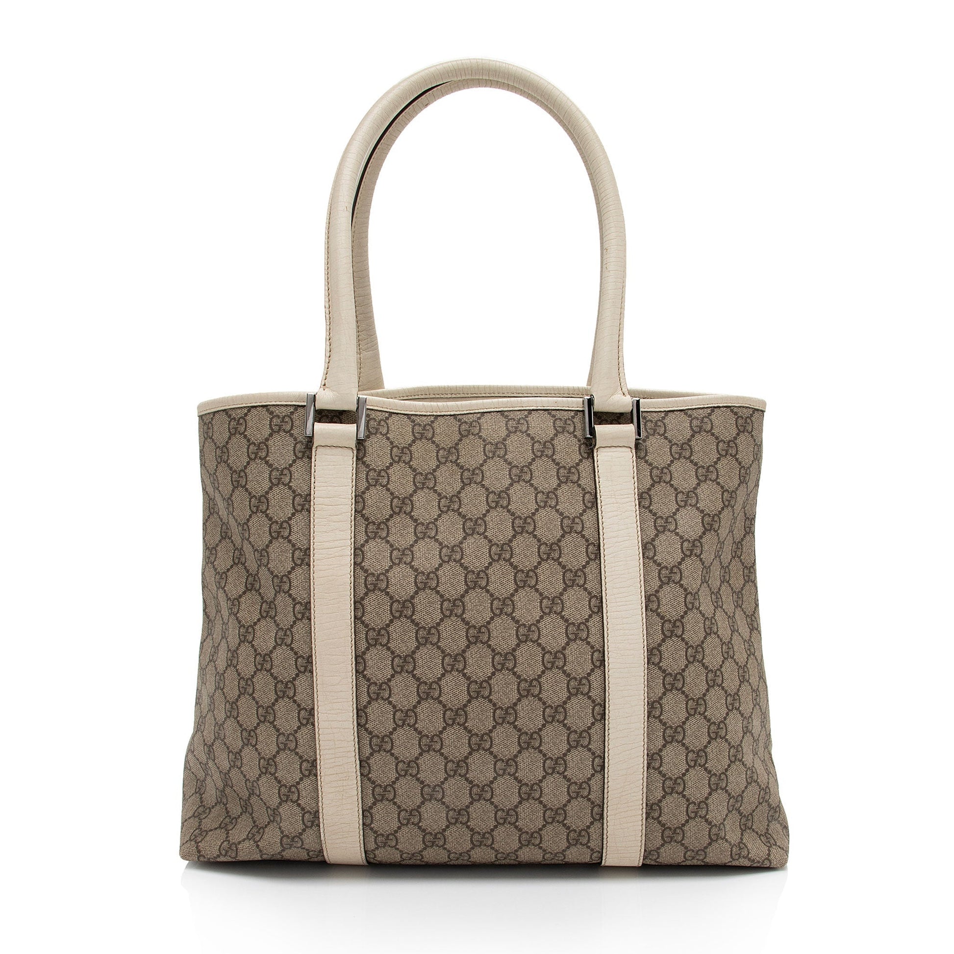 Gucci GG Supreme Joy SHF-pFvhGm Leather Canvas White Beige Tote Bag