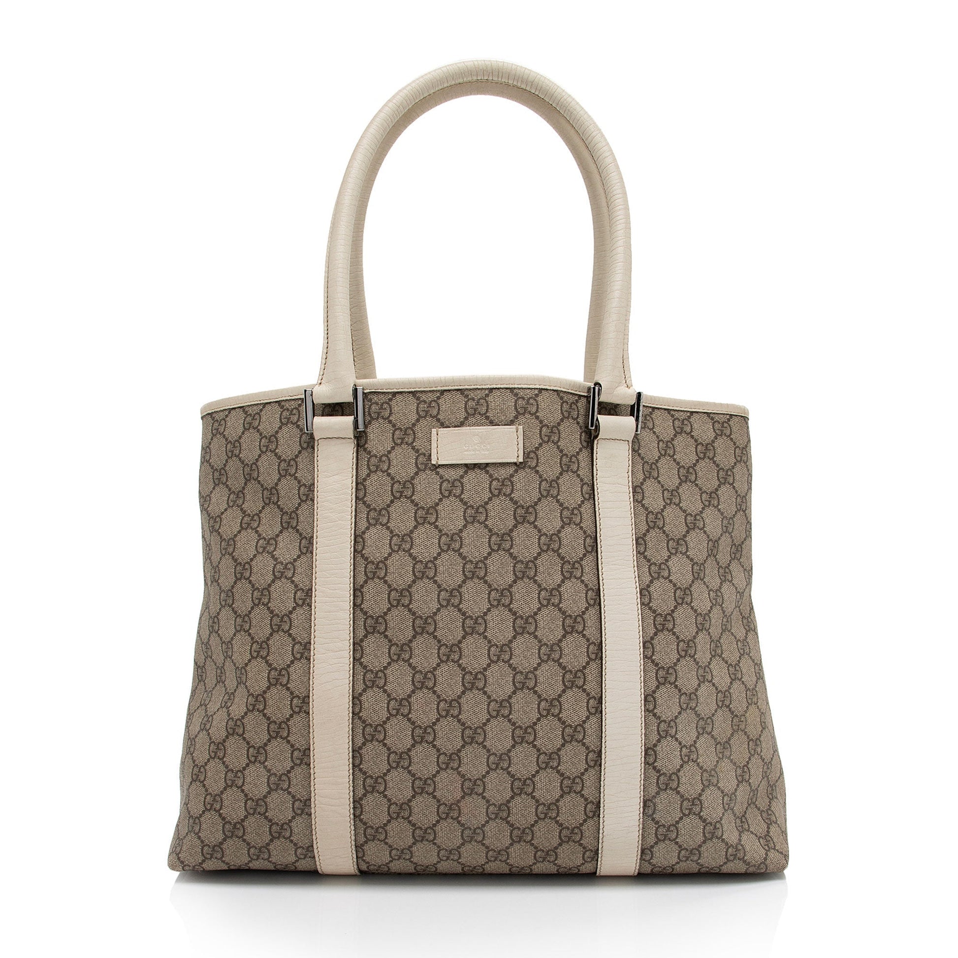 Gucci GG Supreme Joy SHF-pFvhGm Leather Canvas White Beige Tote Bag