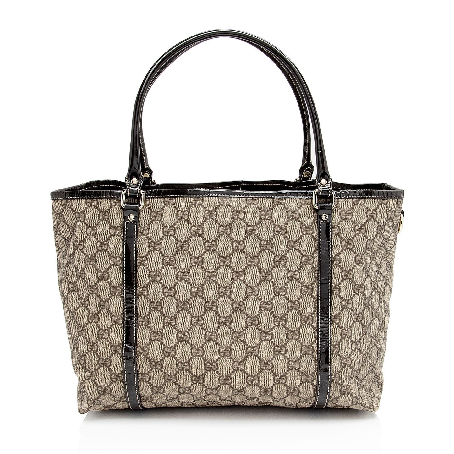 Gucci GG Supreme Joy SHF-fBcsfL Leather Canvas Patent Brown Tote Bag