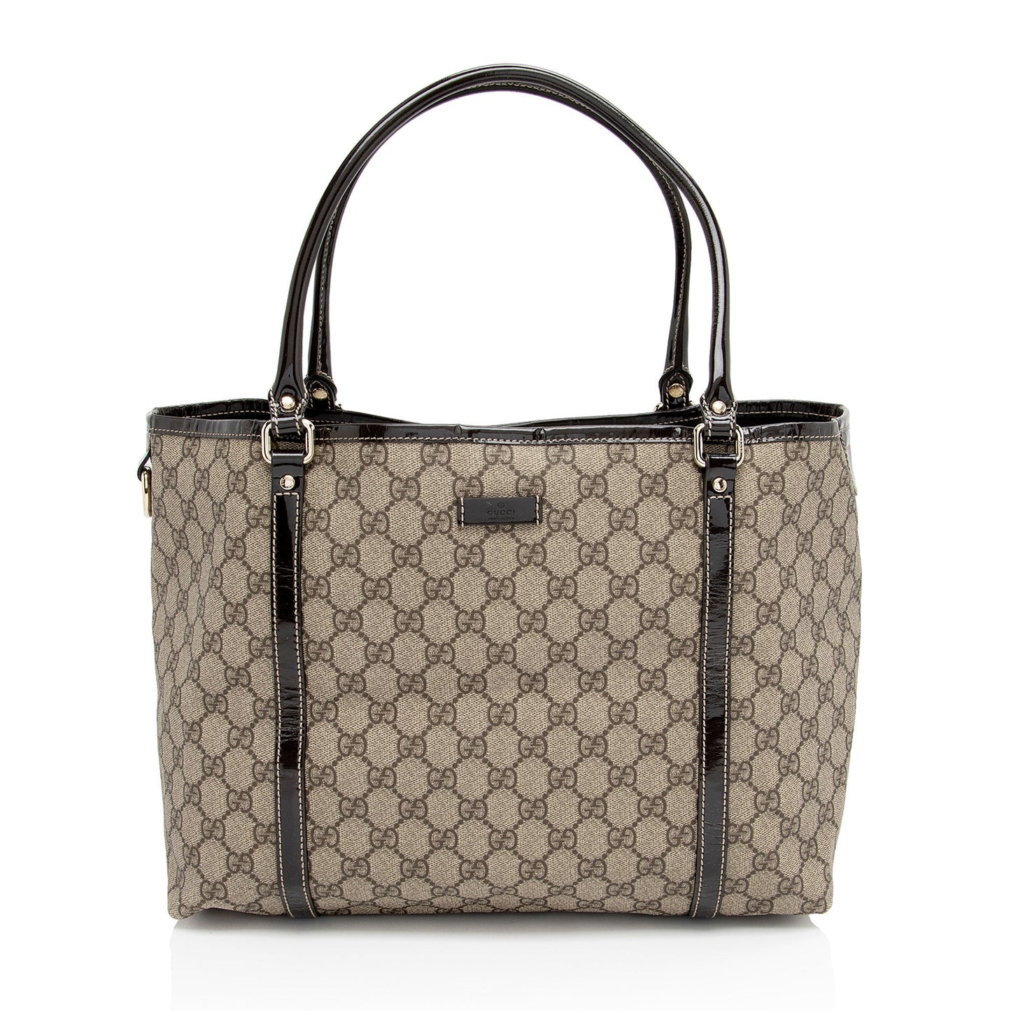 Gucci GG Supreme Joy SHF-fBcsfL Leather Canvas Patent Brown Tote Bag