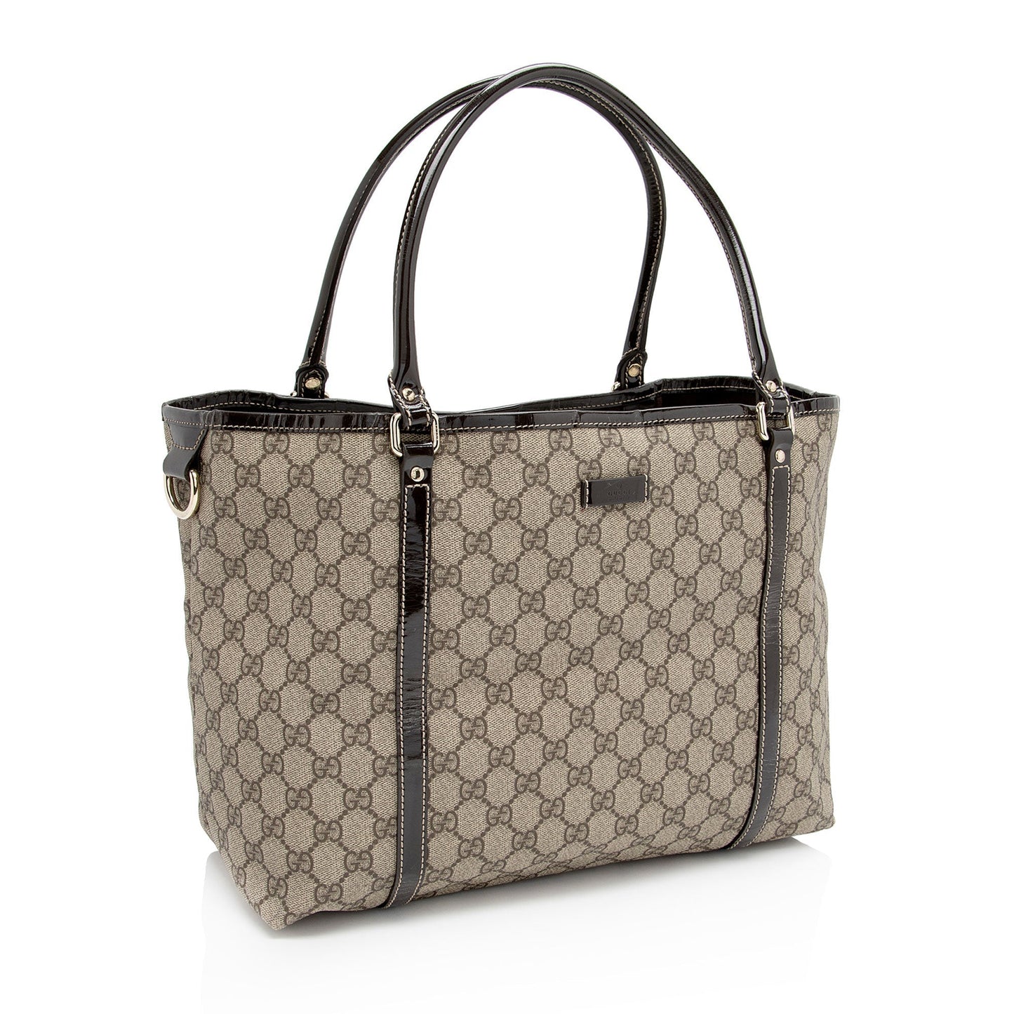 Gucci GG Supreme Joy SHF-fBcsfL Leather Canvas Patent Brown Tote Bag
