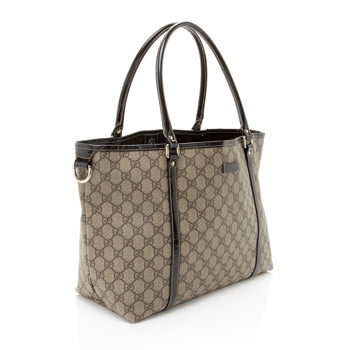 Gucci GG Supreme Joy Leather Canvas Patent Brown Tote Bag