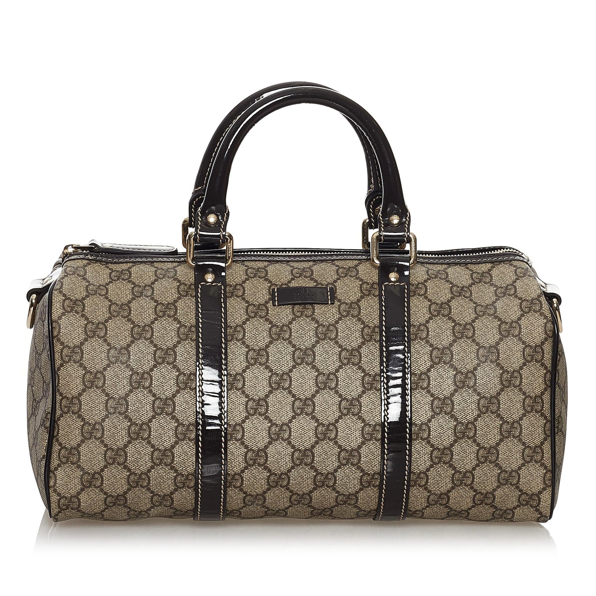 Gucci GG Supreme Joy SHG Canvas Black Brown Satchel Bag