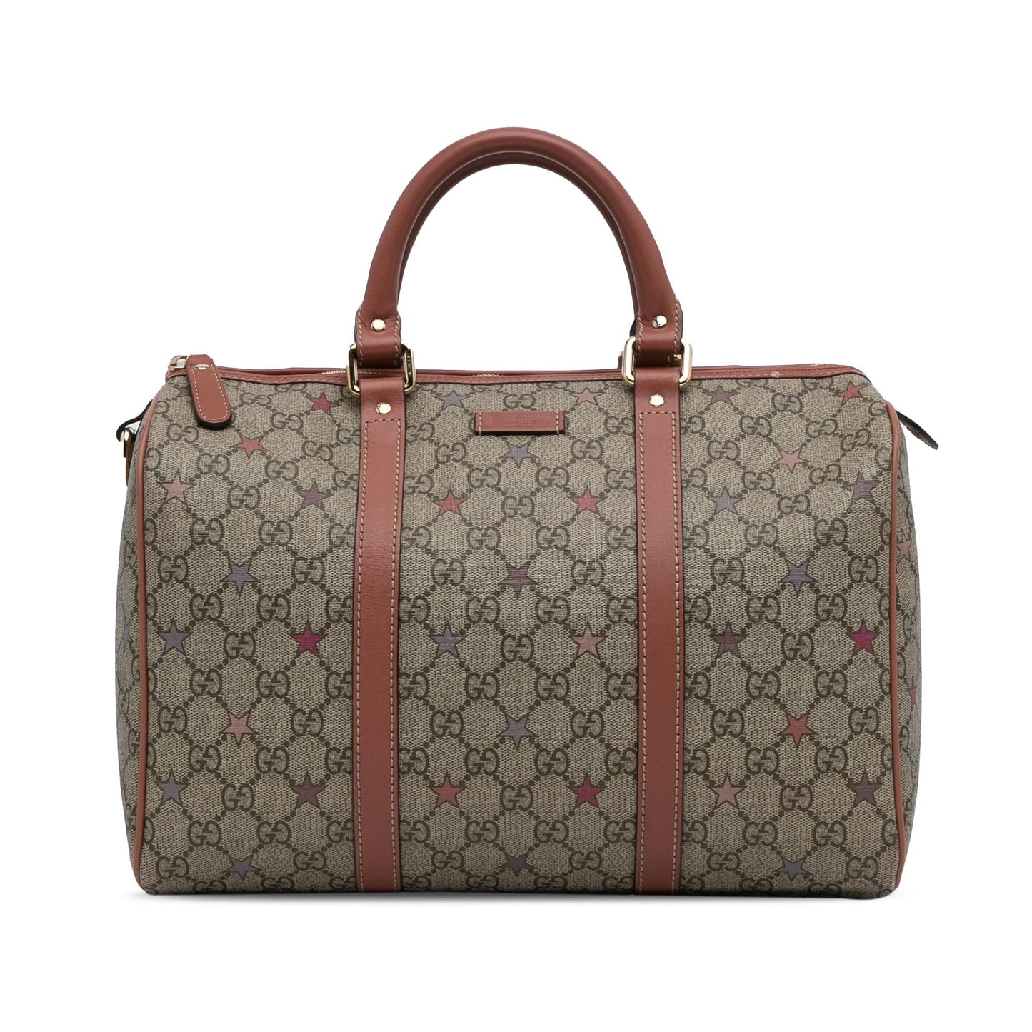 Gucci GG Supreme Joy Star Boston Canvas Calf Brown Satchel Bag