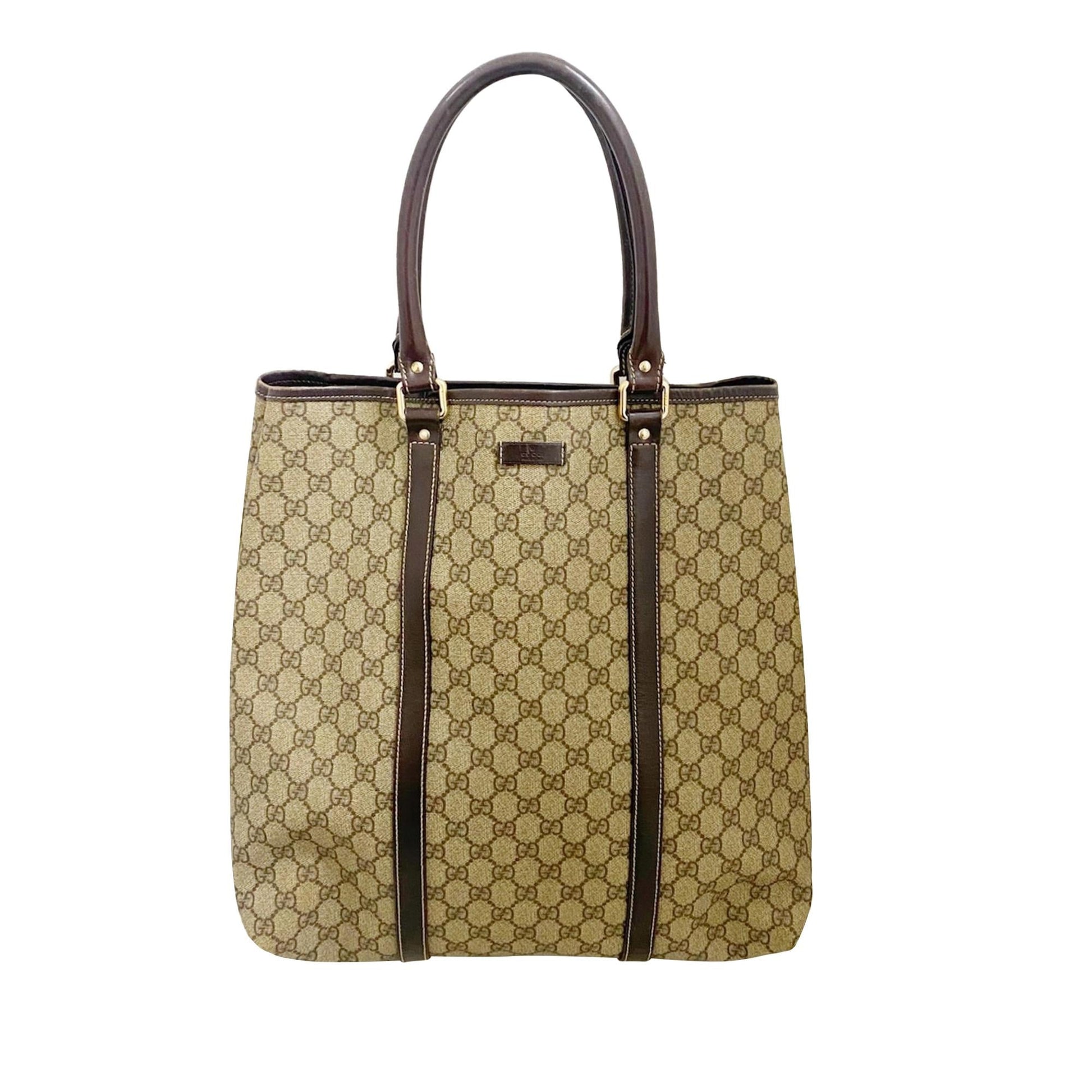 Gucci GG Supreme Joy Tall SHG-QbBNZd Canvas Calf Brown Tote Bag
