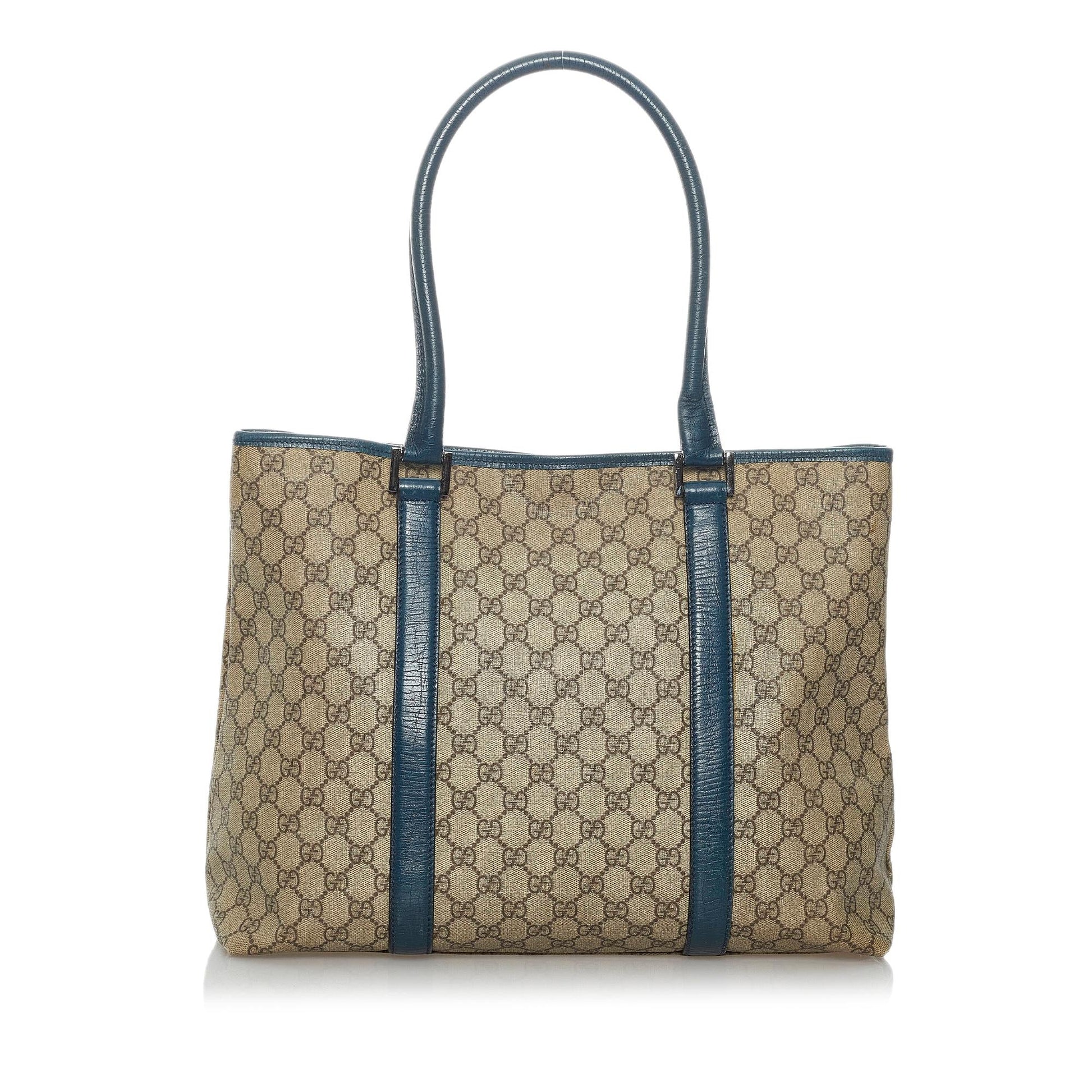 Gucci GG Supreme Joy SHG Canvas Brown Blue Tote Bag