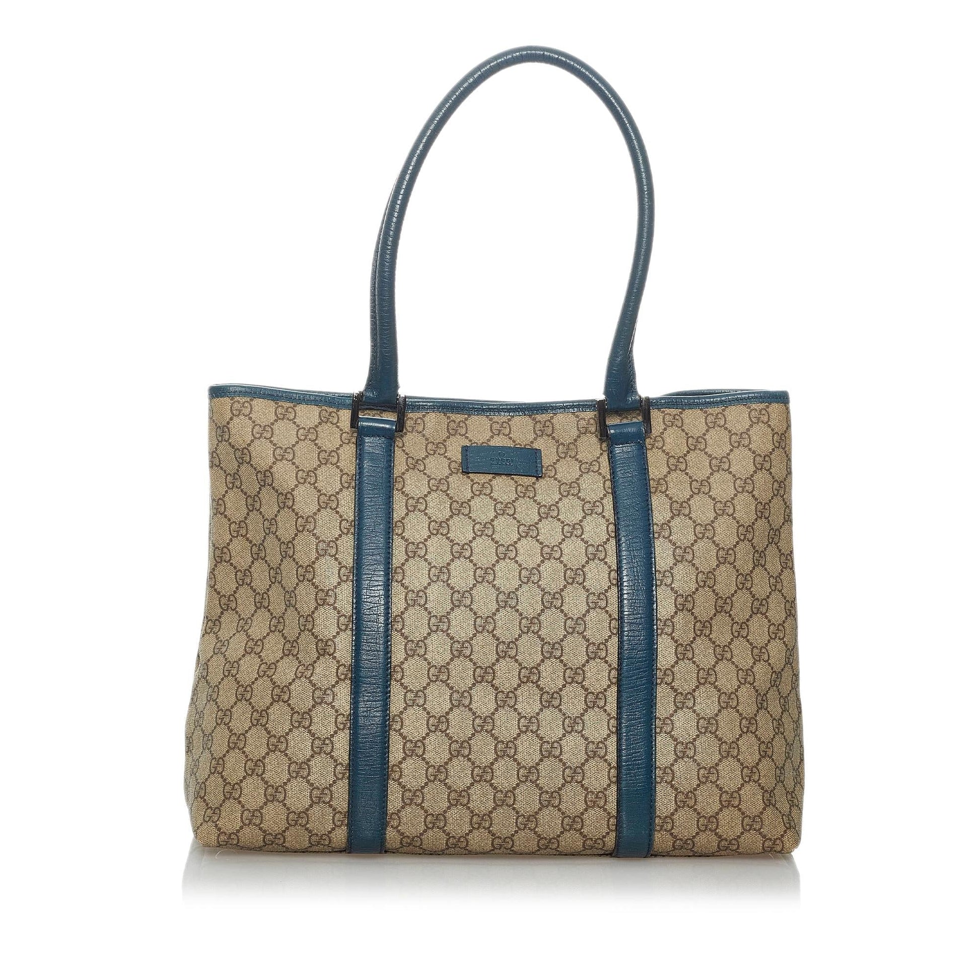 Gucci GG Supreme Joy SHG Canvas Brown Blue Tote Bag