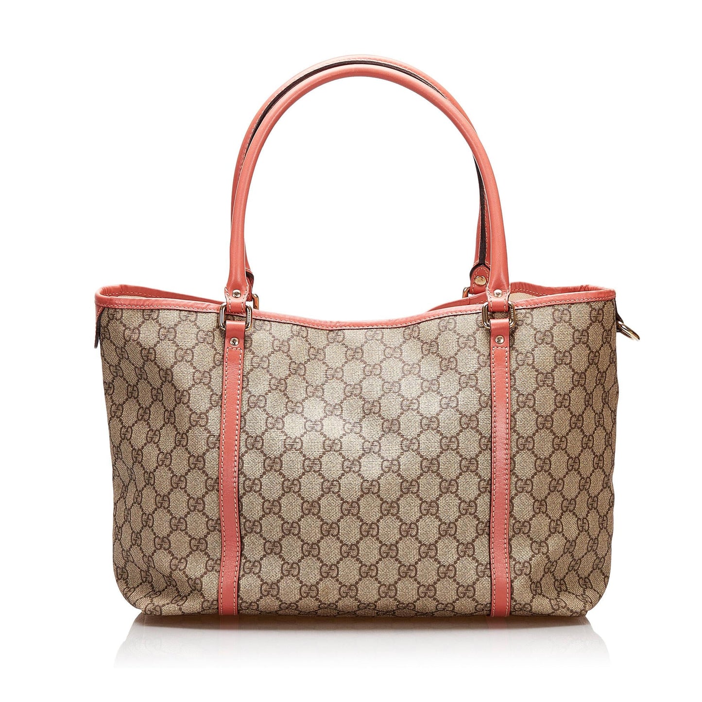 Gucci GG Supreme Joy SHG Canvas Calf Brown Pink Tote Bag