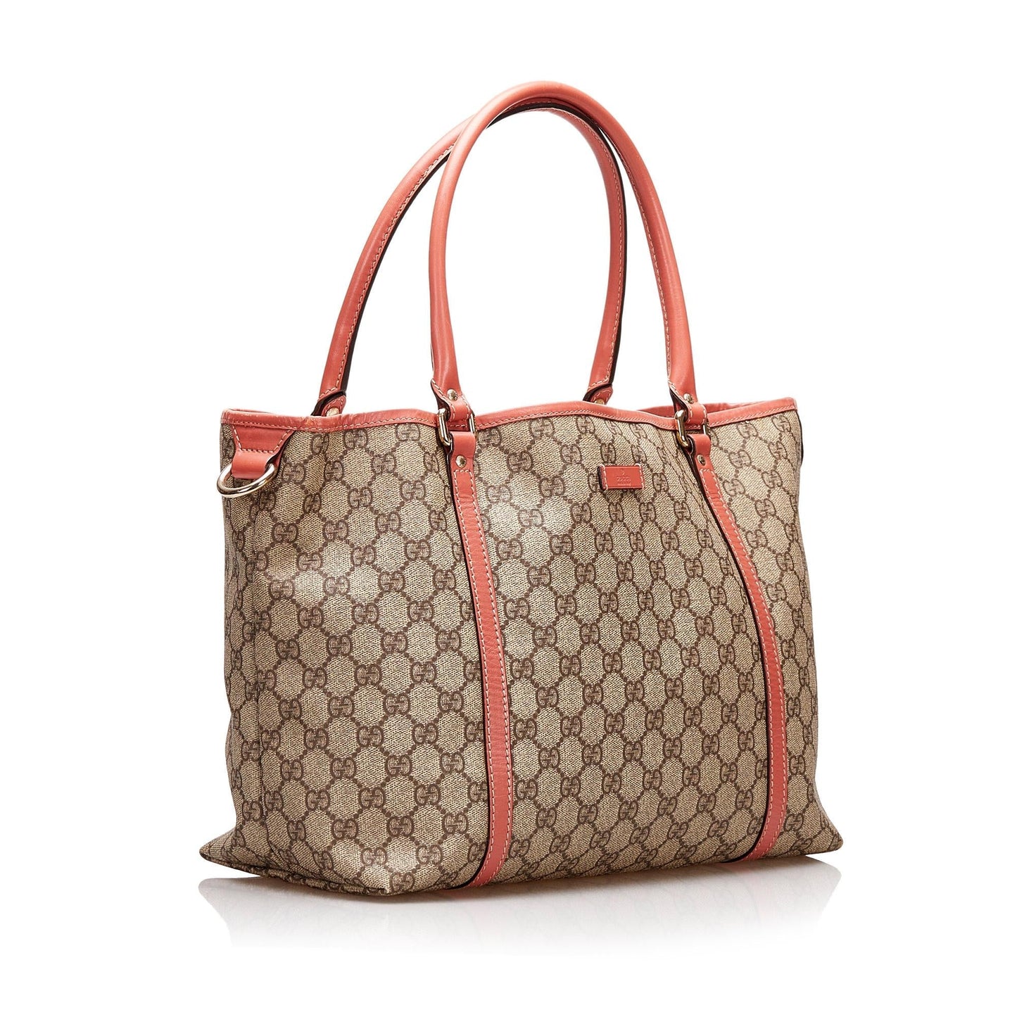 Gucci GG Supreme Joy SHG Canvas Calf Brown Pink Tote Bag