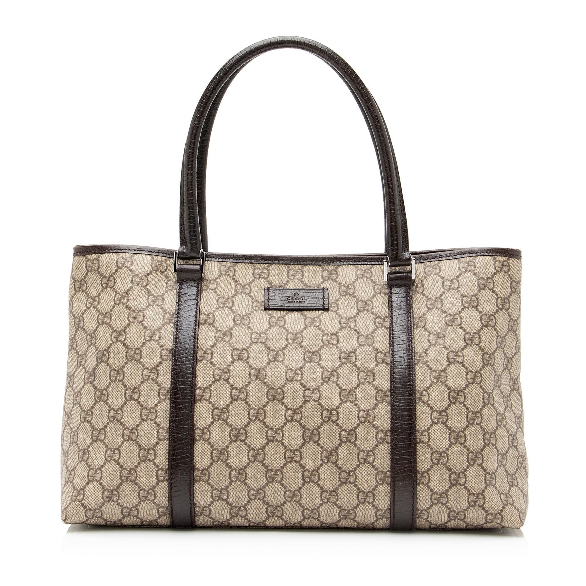 Gucci GG Supreme Joy SHF Leather Canvas Brown Beige Tote Bag Tote Shf