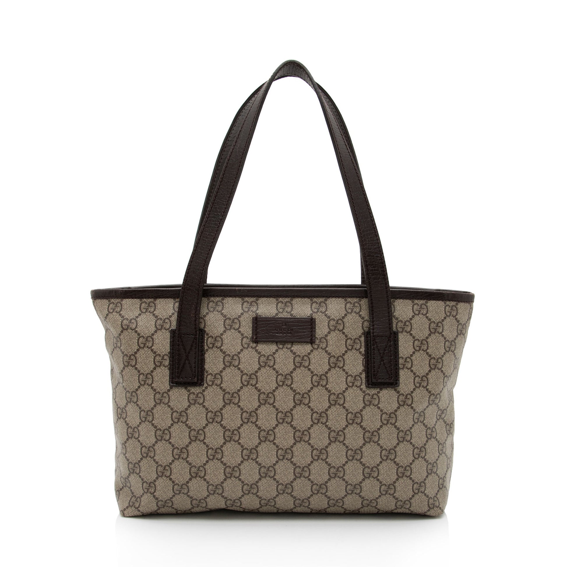 Gucci GG Supreme Joy SHF-QdfK4v Leather Canvas Brown Beige Tote Bag