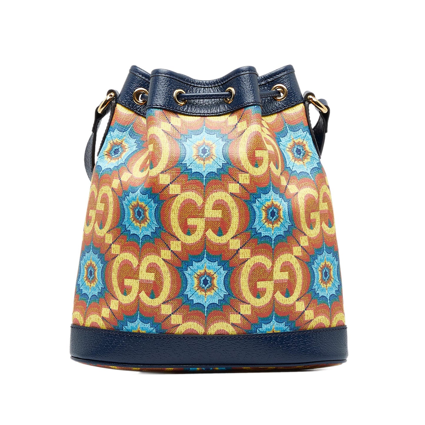 Gucci GG Supreme Kaleidoscope 100 SHG-0Z1SMu Canvas Calf Blue Bucket Shoulder Bag