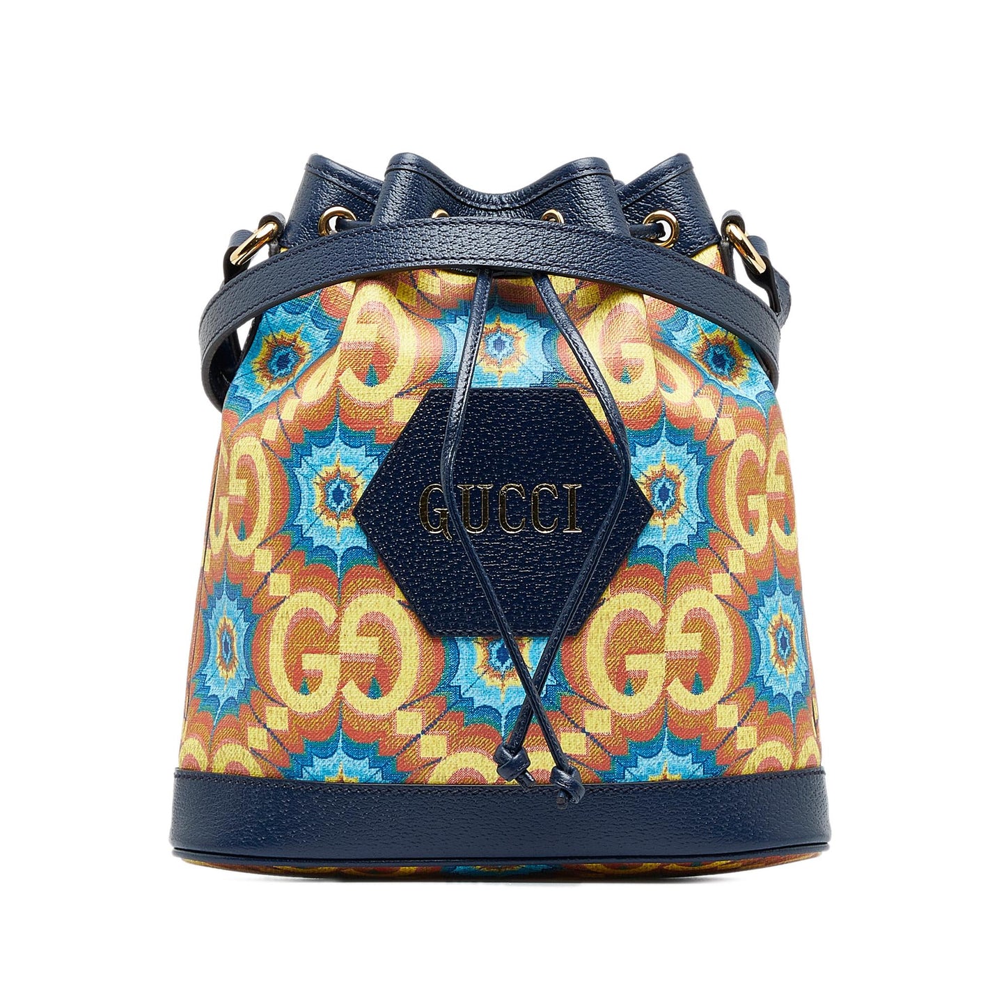 Gucci GG Supreme Kaleidoscope 100 SHG-0Z1SMu Canvas Calf Blue Bucket Shoulder Bag